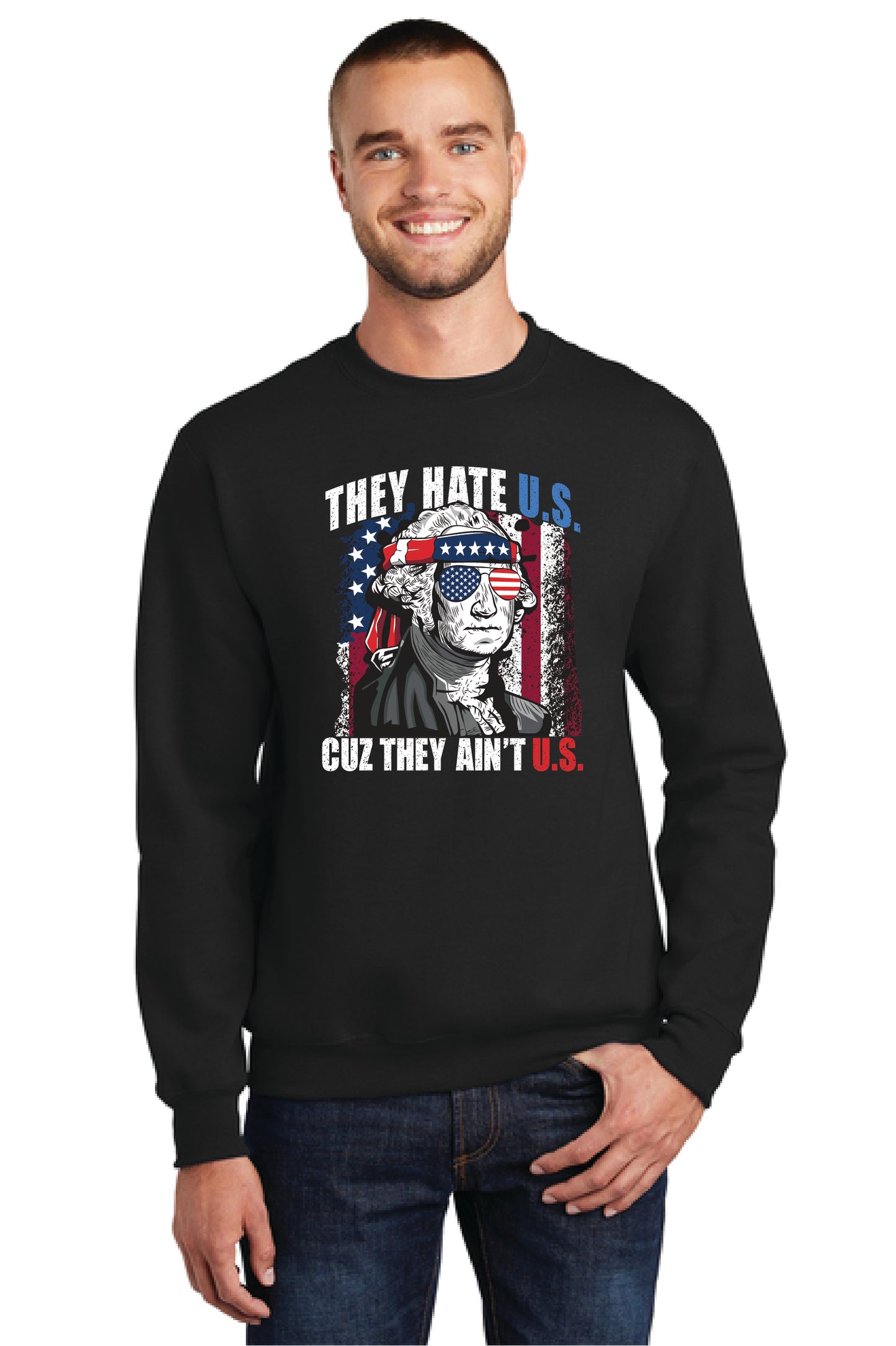 THEY HATE U.S. CUZ THEY AINT U.S. Port & Company® Core Fleece Crewneck Sweatshirt 20
