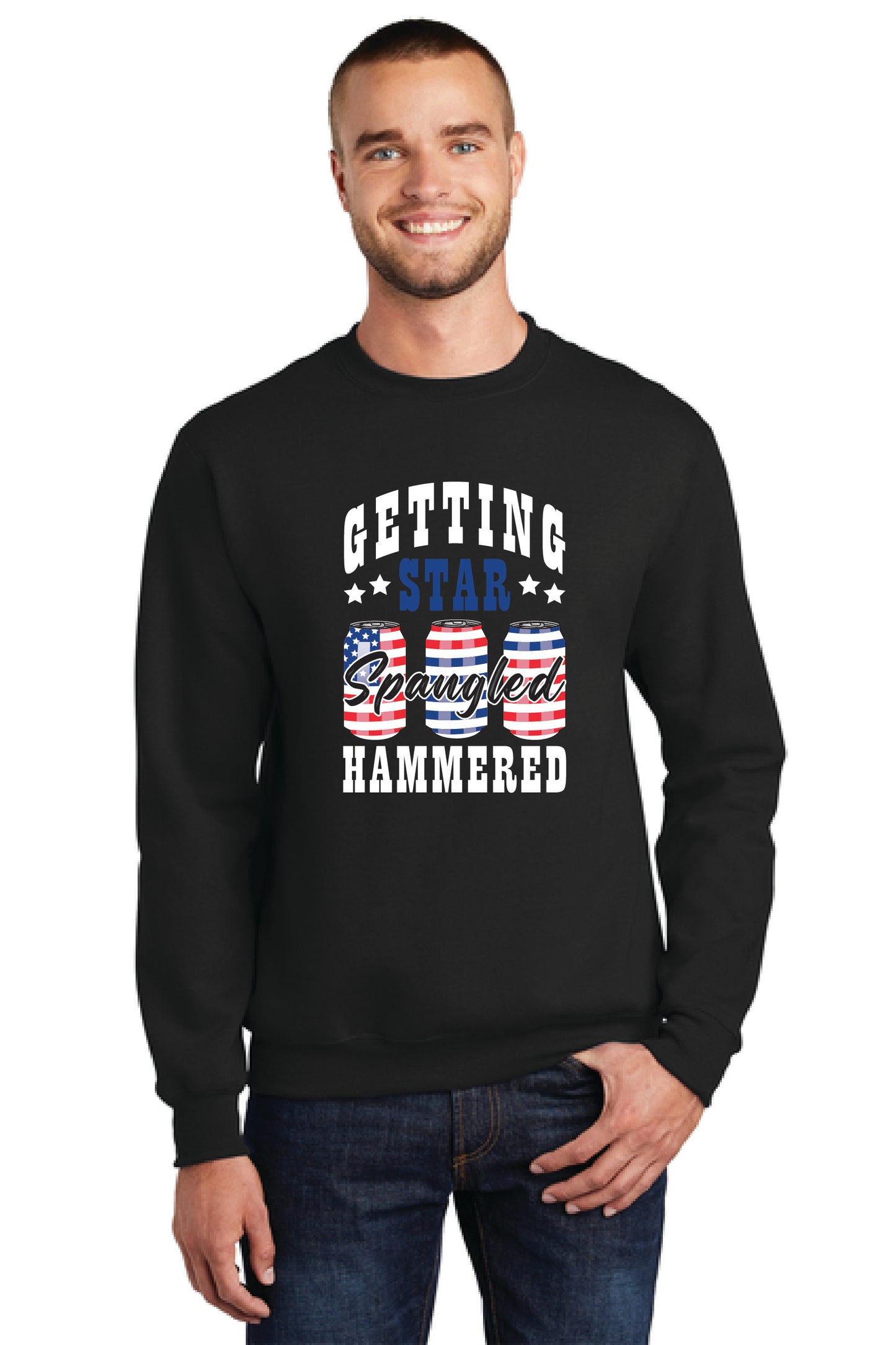 STAR SPANGLED HAMMERED Port & Company® Core Fleece Crewneck Sweatshirt 11