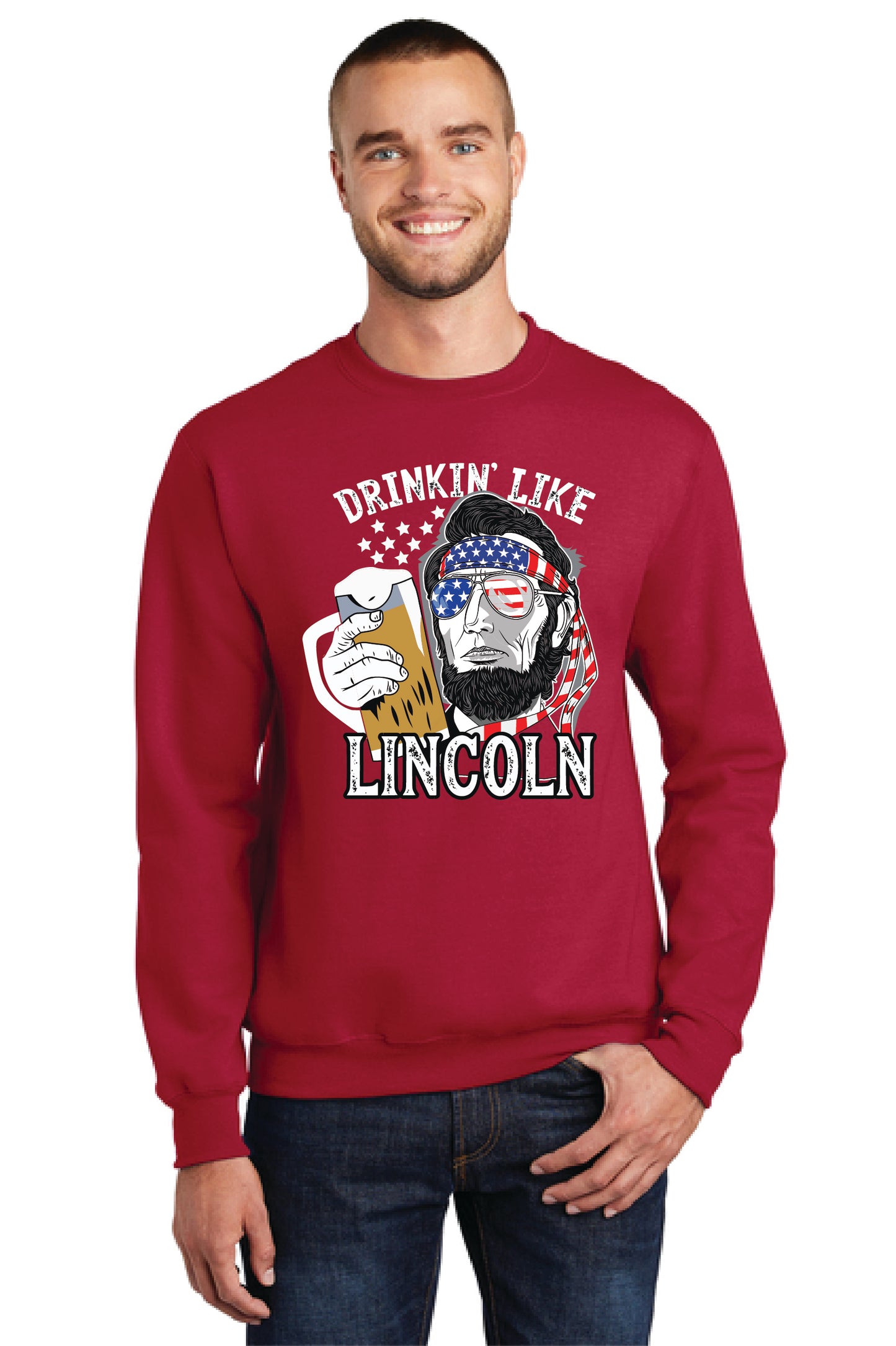 DRINKIN LIKE LINCOLN Port & Company® Core Fleece Crewneck Sweatshirt 14