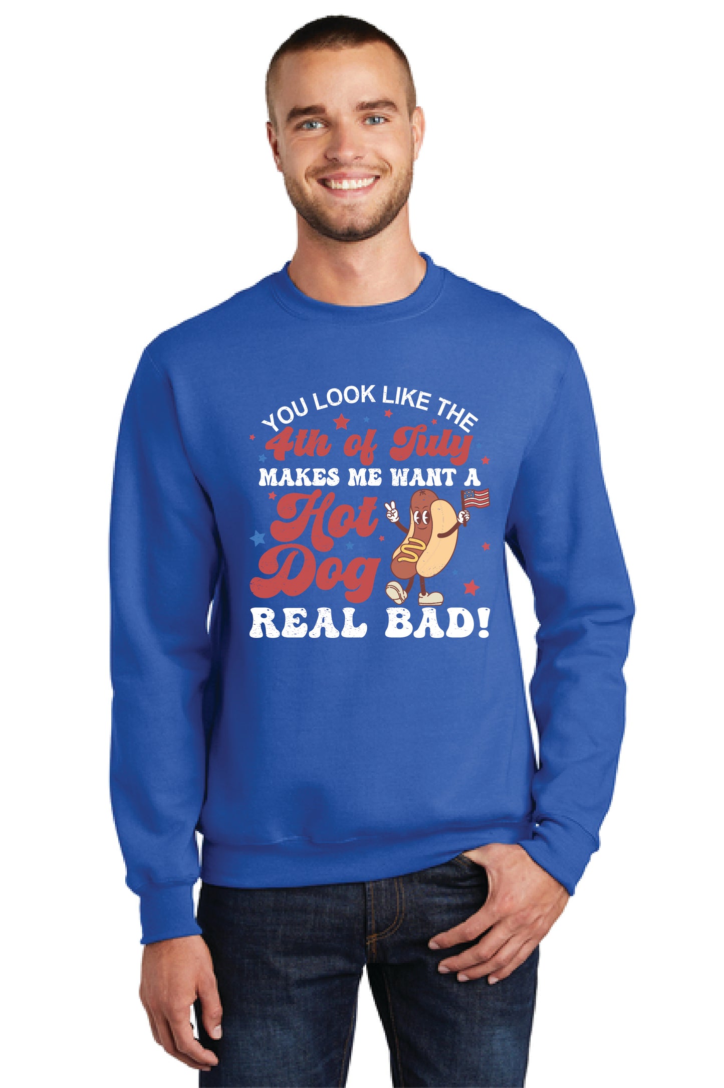 4TH OF JULY HOT DOG Port & Company® Core Fleece Crewneck Sweatshirt 13