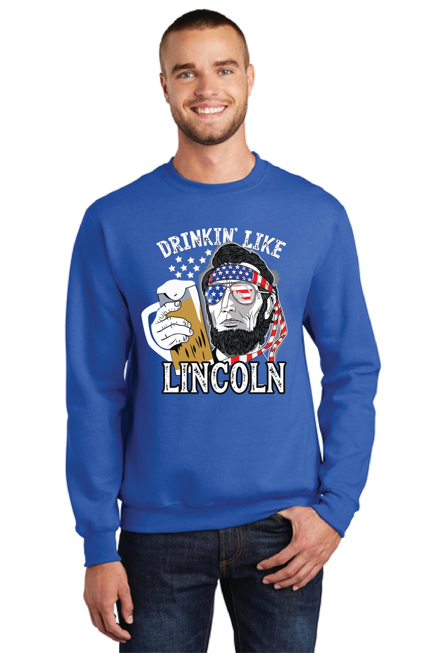 DRINKIN LIKE LINCOLN Port & Company® Core Fleece Crewneck Sweatshirt 14