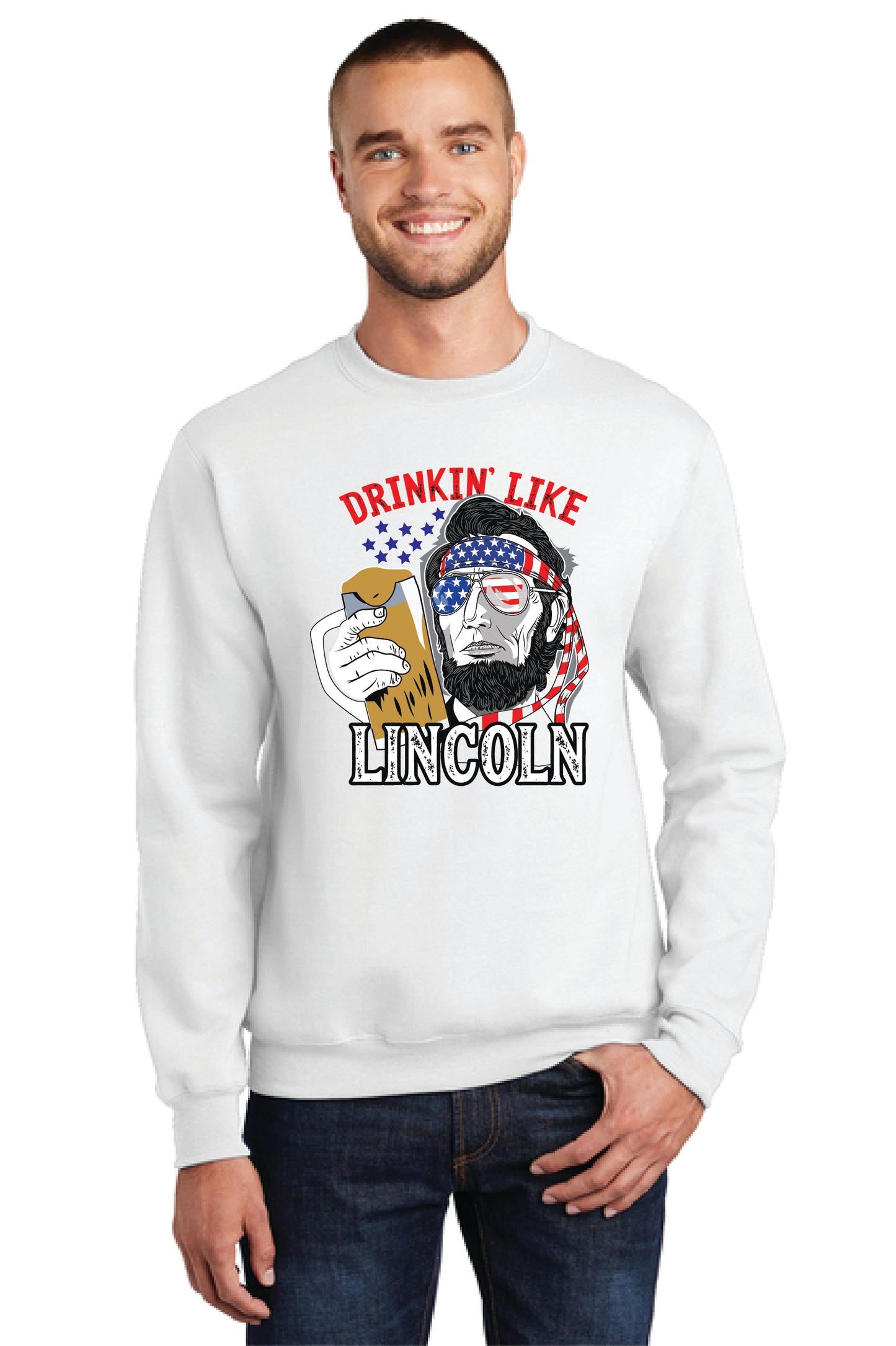 DRINKIN LIKE LINCOLN Port & Company® Core Fleece Crewneck Sweatshirt 14