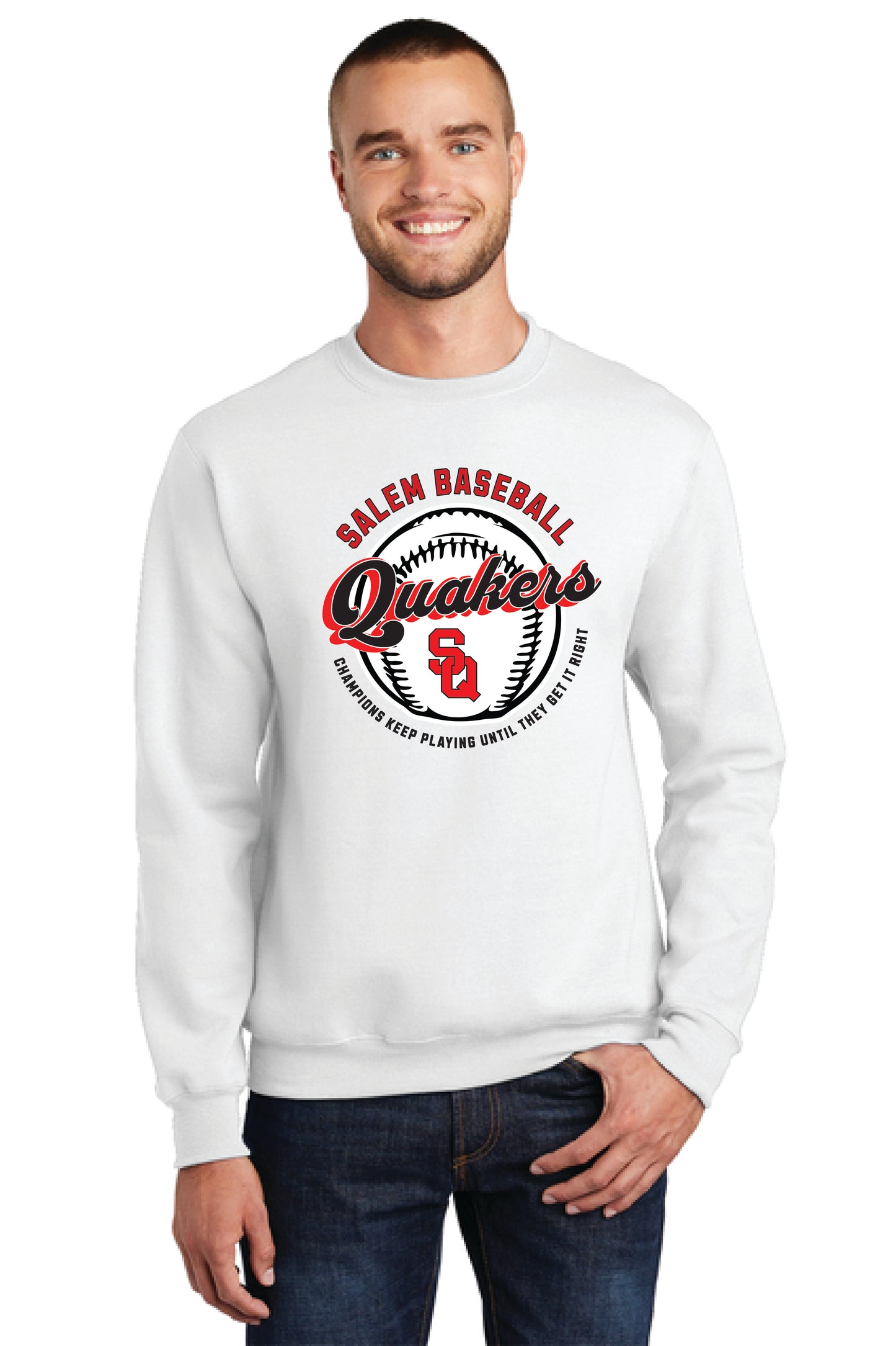 QUAKER BASEBALL PC78 Port & Company® Core Fleece Crewneck Sweatshirt 7