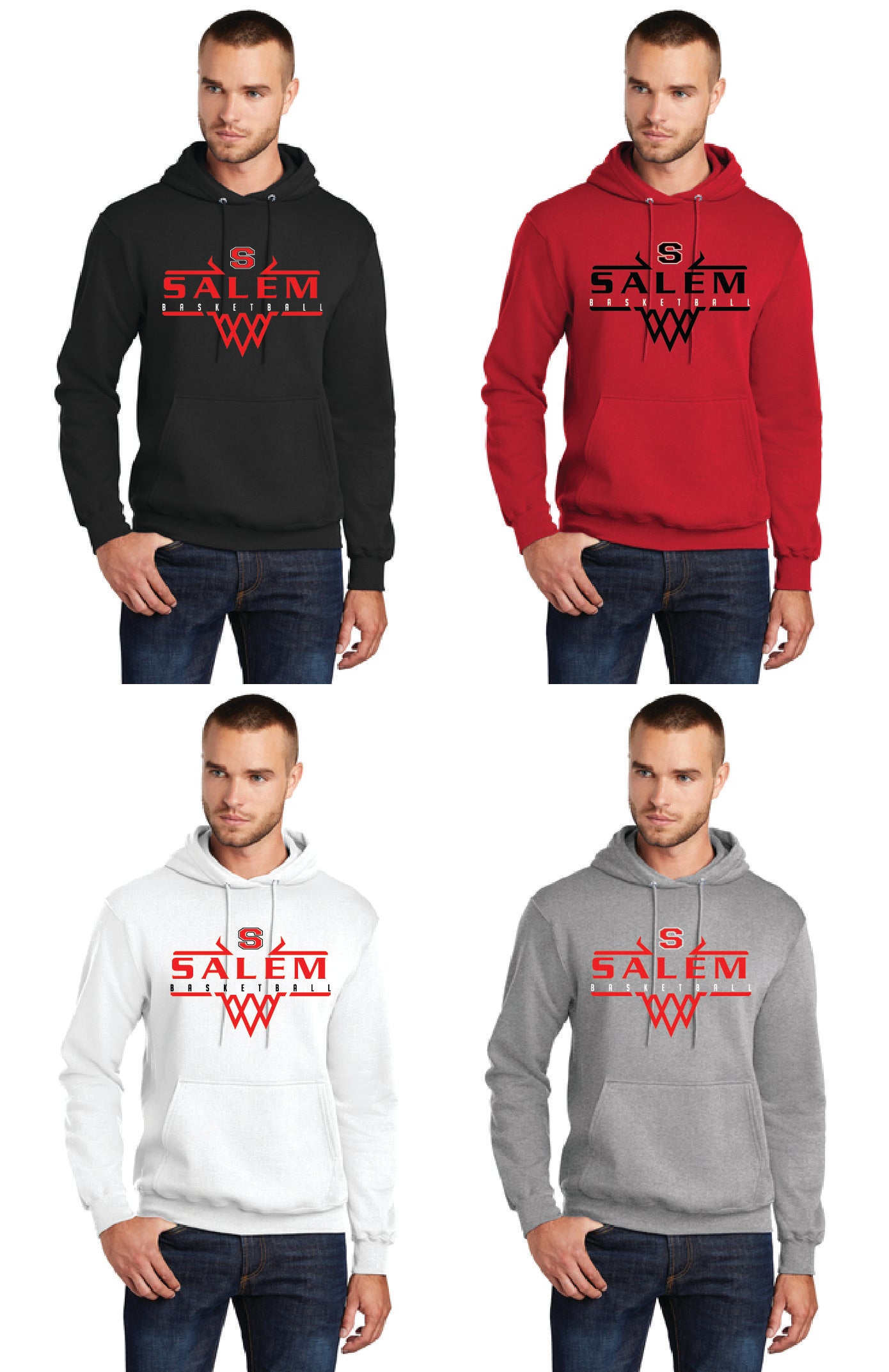 SALEM QUAKERS BASKETBALL Port & Company® Core Fleece Pullover Hooded Sweatshirt 10