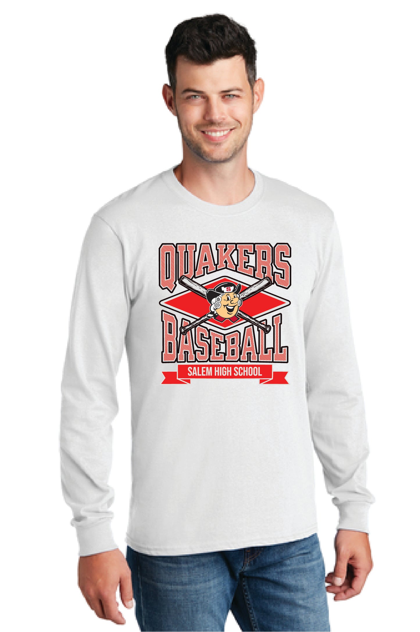 QUAKERS BASEBALL PC54LS Port & Company® Long Sleeve Core Cotton Tee 2