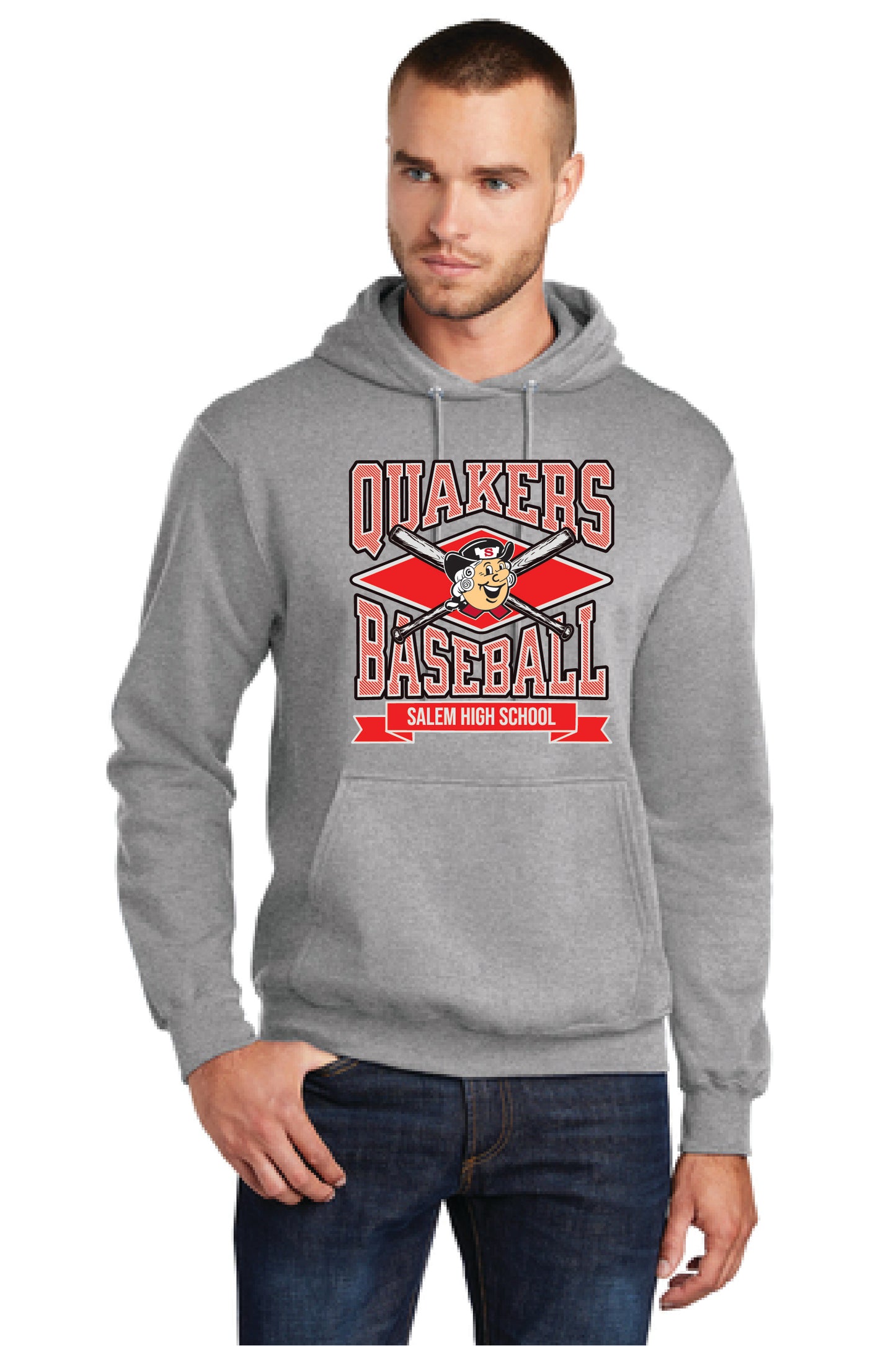 QUAKERS BASEBALL PC78H Port & Company® Core Fleece Pullover Hooded Sweatshirt 2