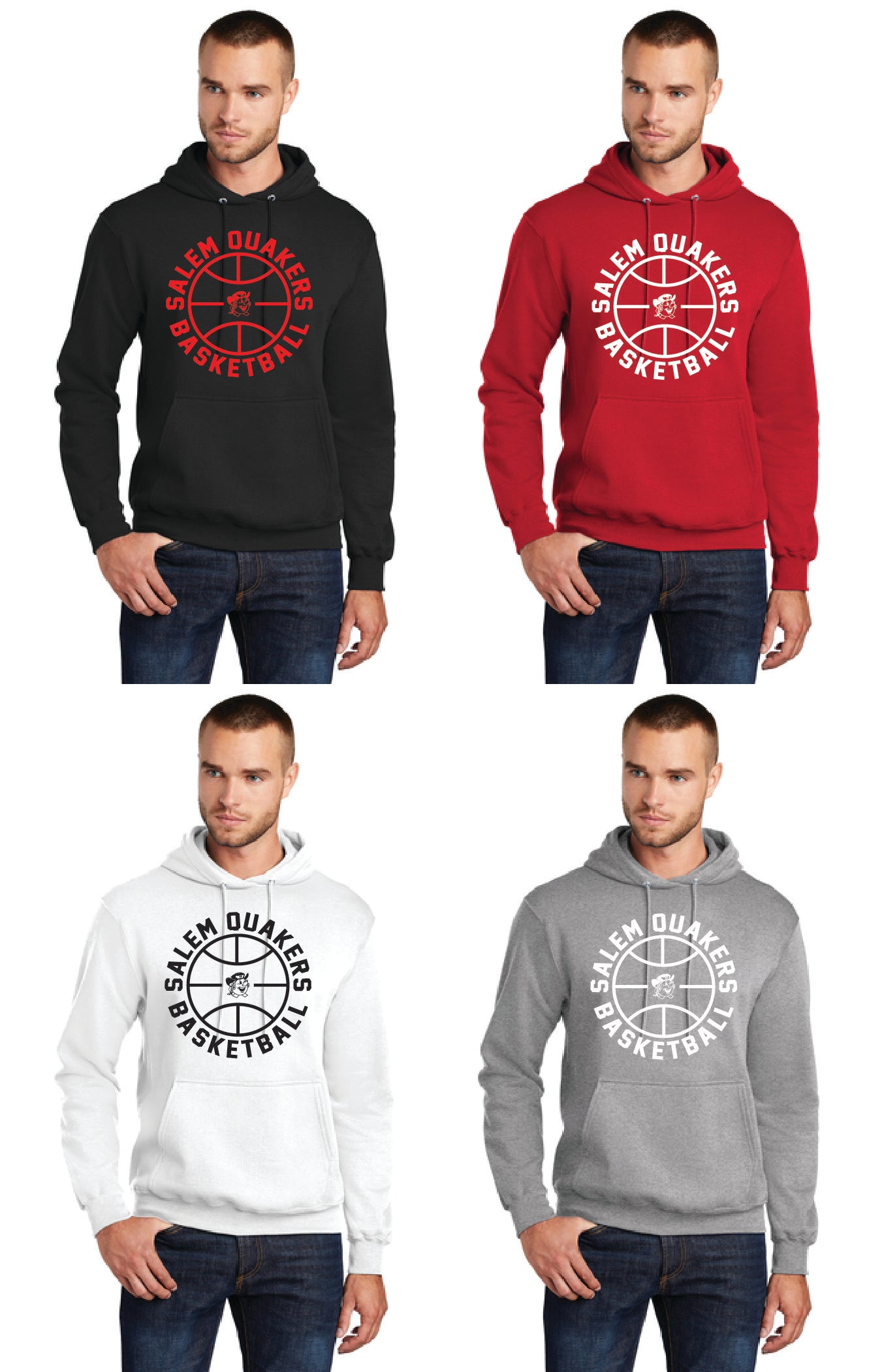 SALEM QUAKERS BASKETBALL Port & Company® Core Fleece Pullover Hooded Sweatshirt 8