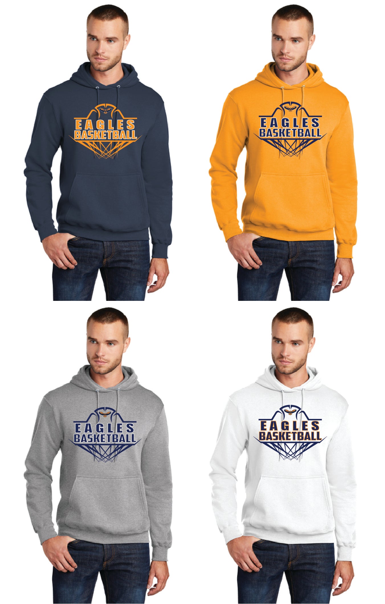 United Eagles Basketball PC78H Port & Company® Core Fleece Pullover Hooded Sweatshirt 4