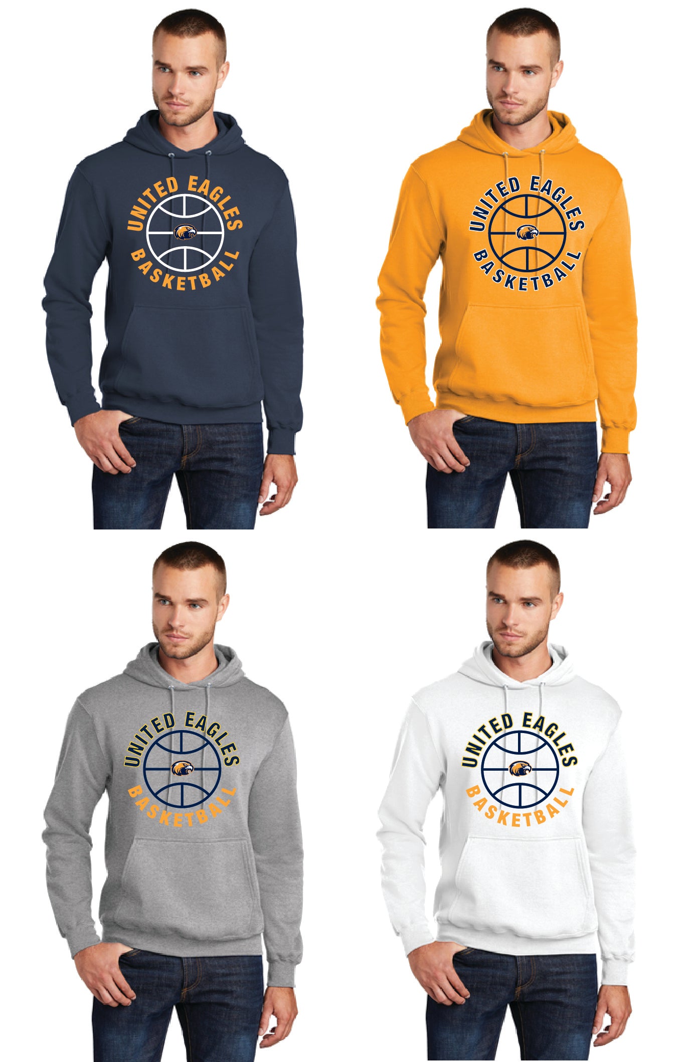 United Eagles Basketball PC78H Port & Company® Core Fleece Pullover Hooded Sweatshirt 5