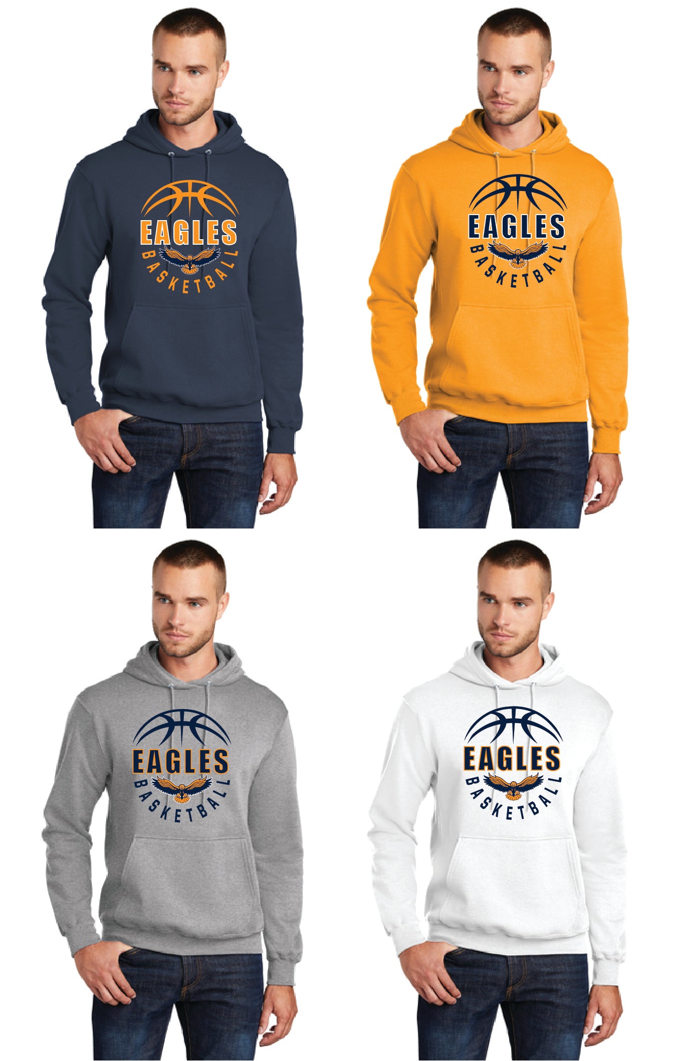 United Eagles Basketball PC78H Port & Company® Core Fleece Pullover Hooded Sweatshirt 6