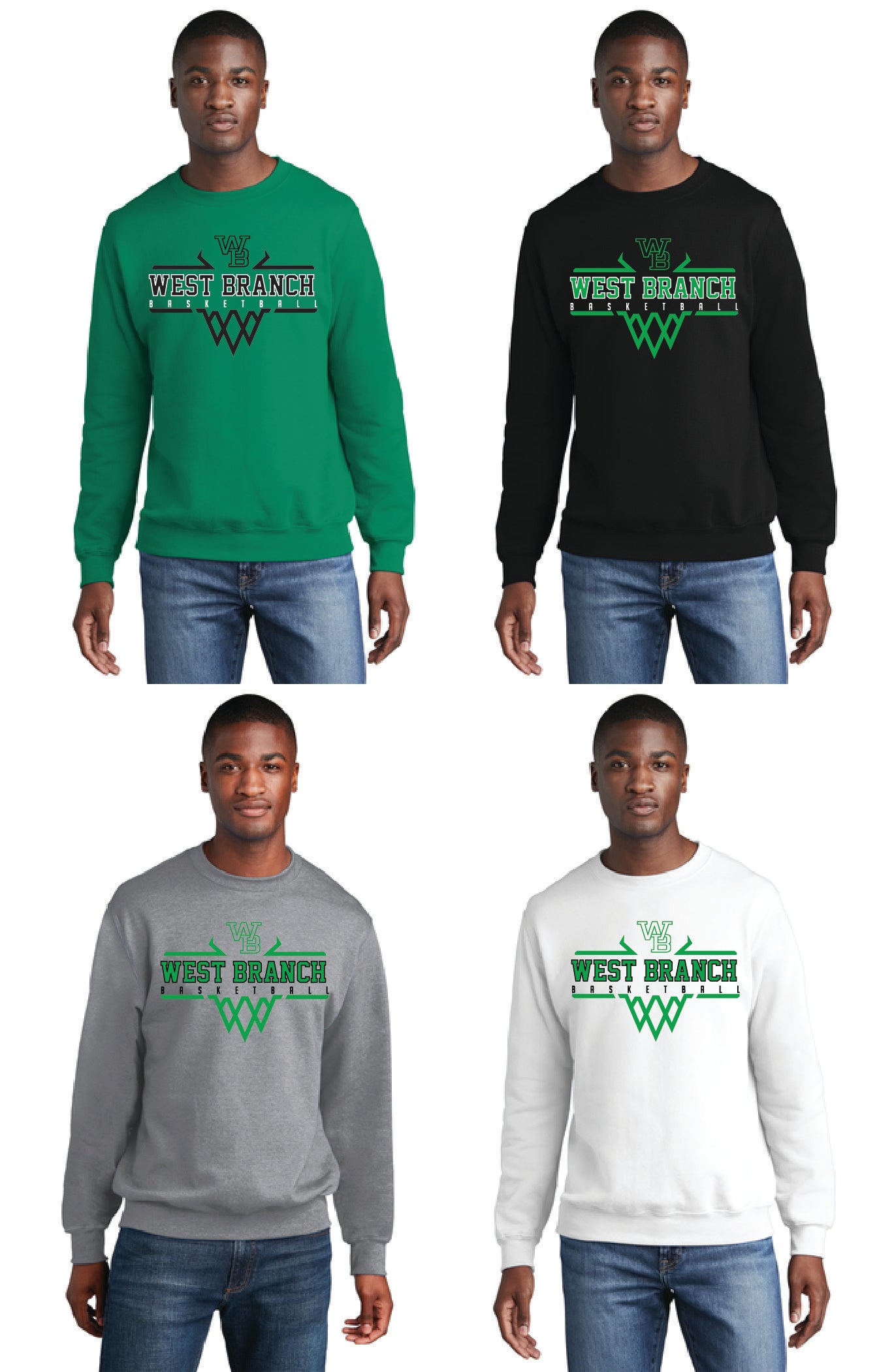 WEST BRANCH BASKETBALL PC78 Port & Company® Core Fleece Crewneck Sweatshirt 3