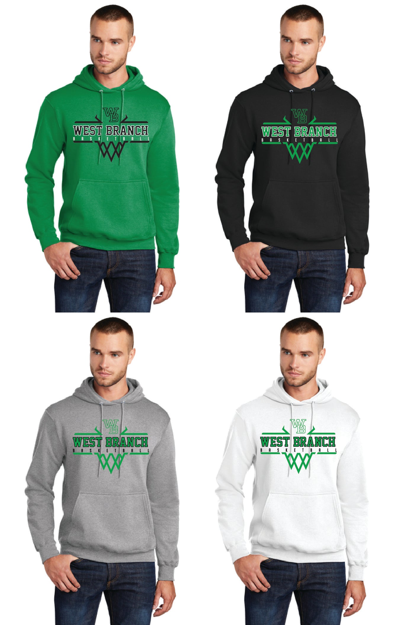 WEST BRANCH BASKETBALL PC78H Port & Company® Core Fleece Pullover Hooded Sweatshirt 3