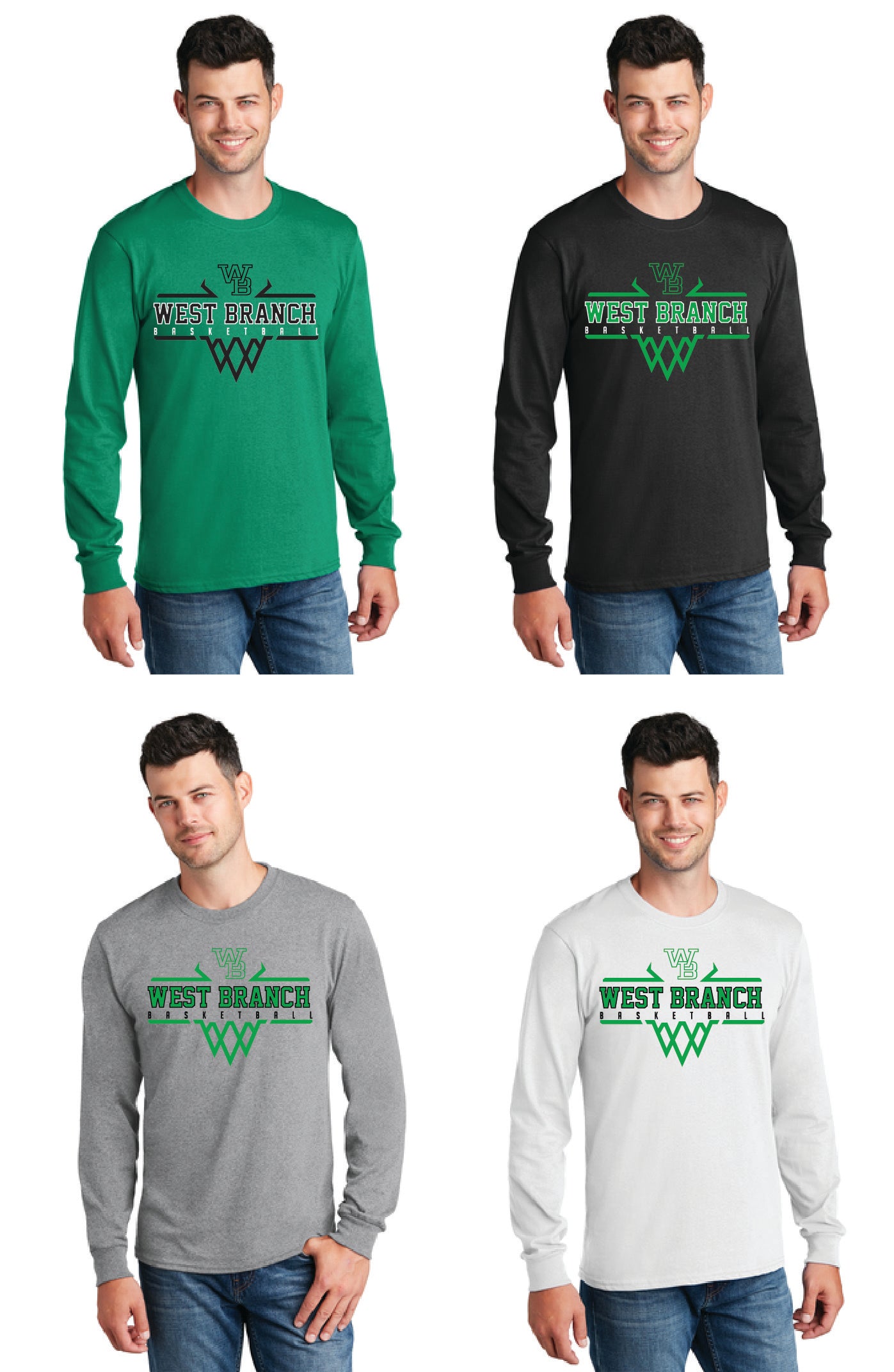 WEST BRANCH BASKETBALL PC55LS Port & Company® Long Sleeve Core Blend Tee 3
