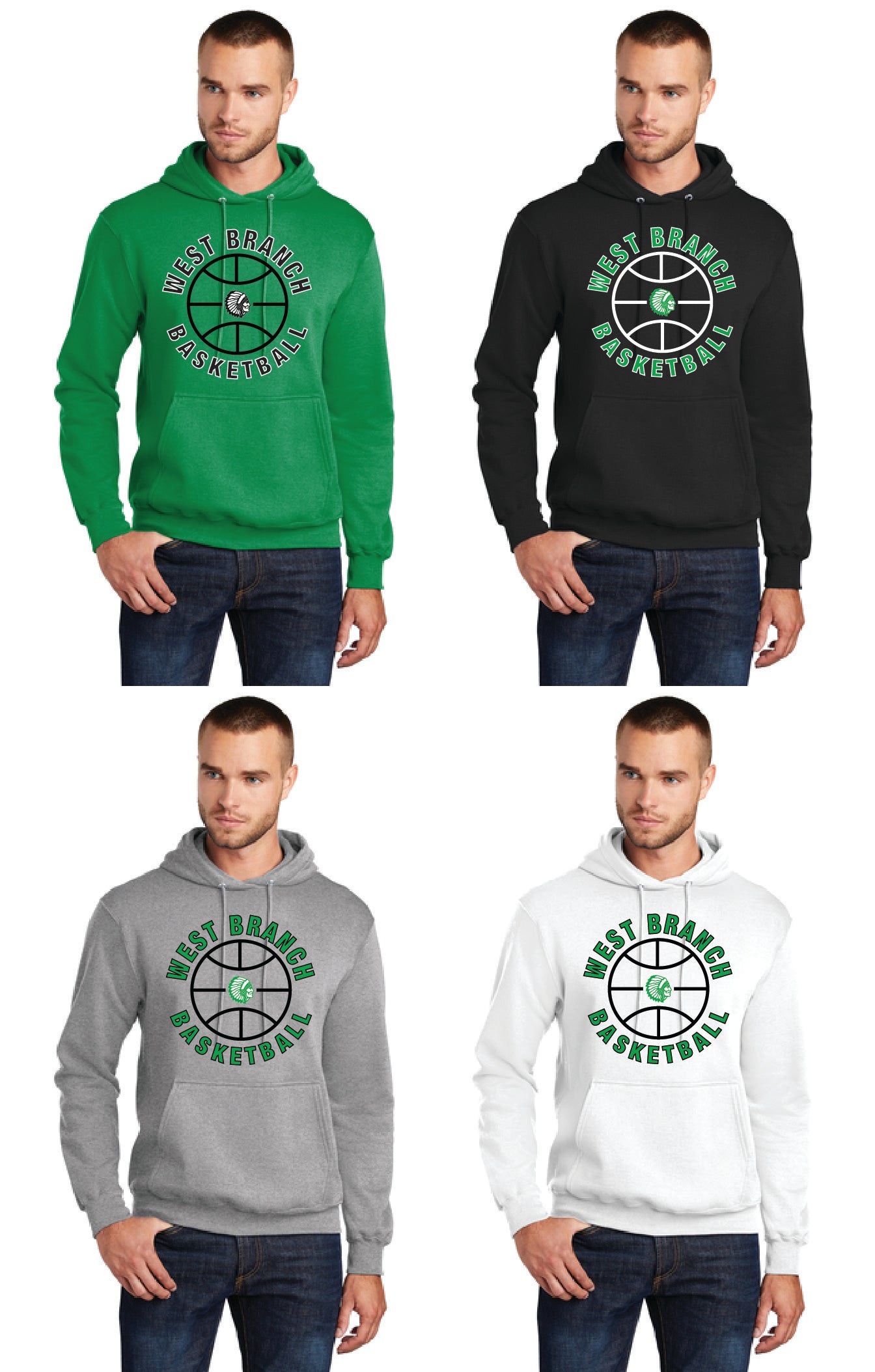 WEST BRANCH BASKETBALL PC78H Port & Company® Core Fleece Pullover Hooded Sweatshirt 4