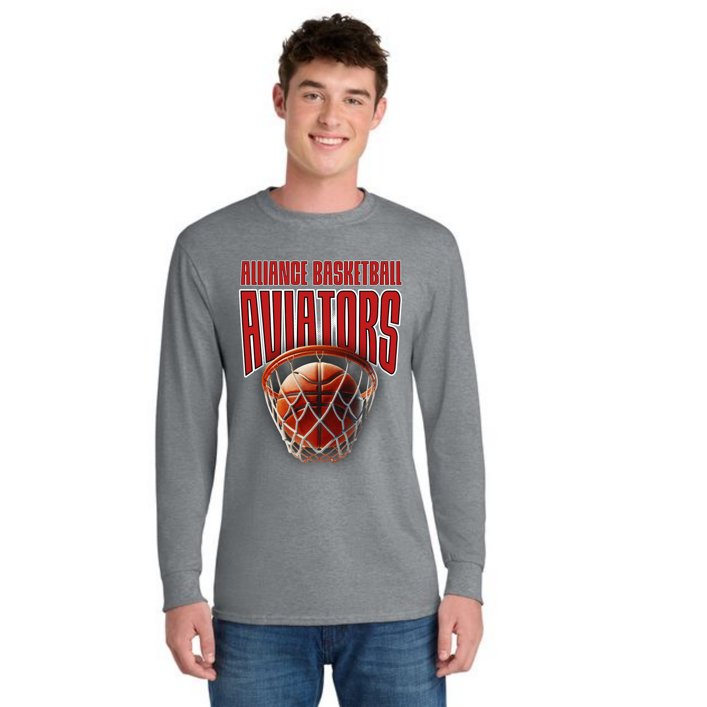 ALLIANCE AVIATORS Basketball PC55LS Port & Company® Long Sleeve Core Blend Tee 1