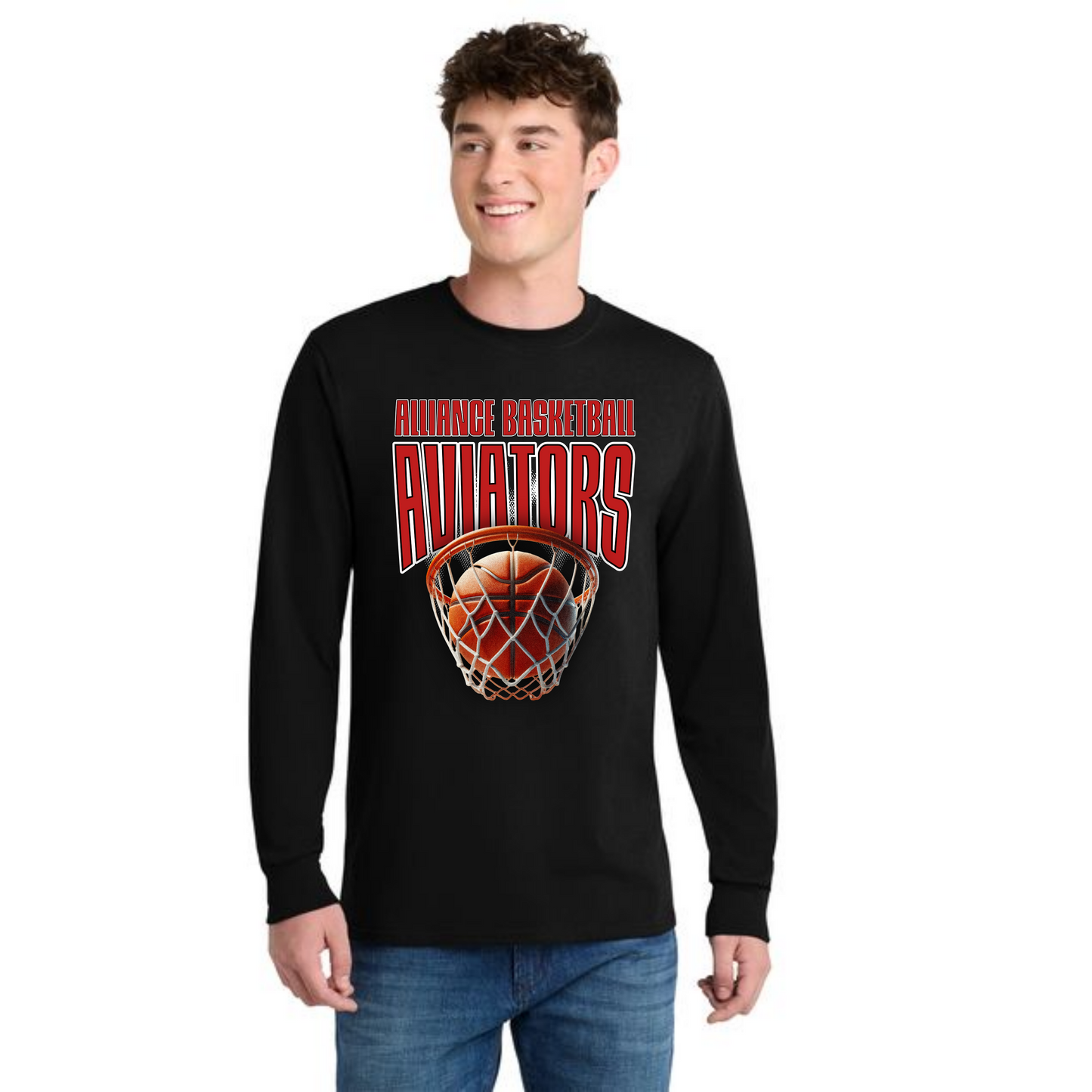 ALLIANCE AVIATORS Basketball PC55LS Port & Company® Long Sleeve Core Blend Tee 1