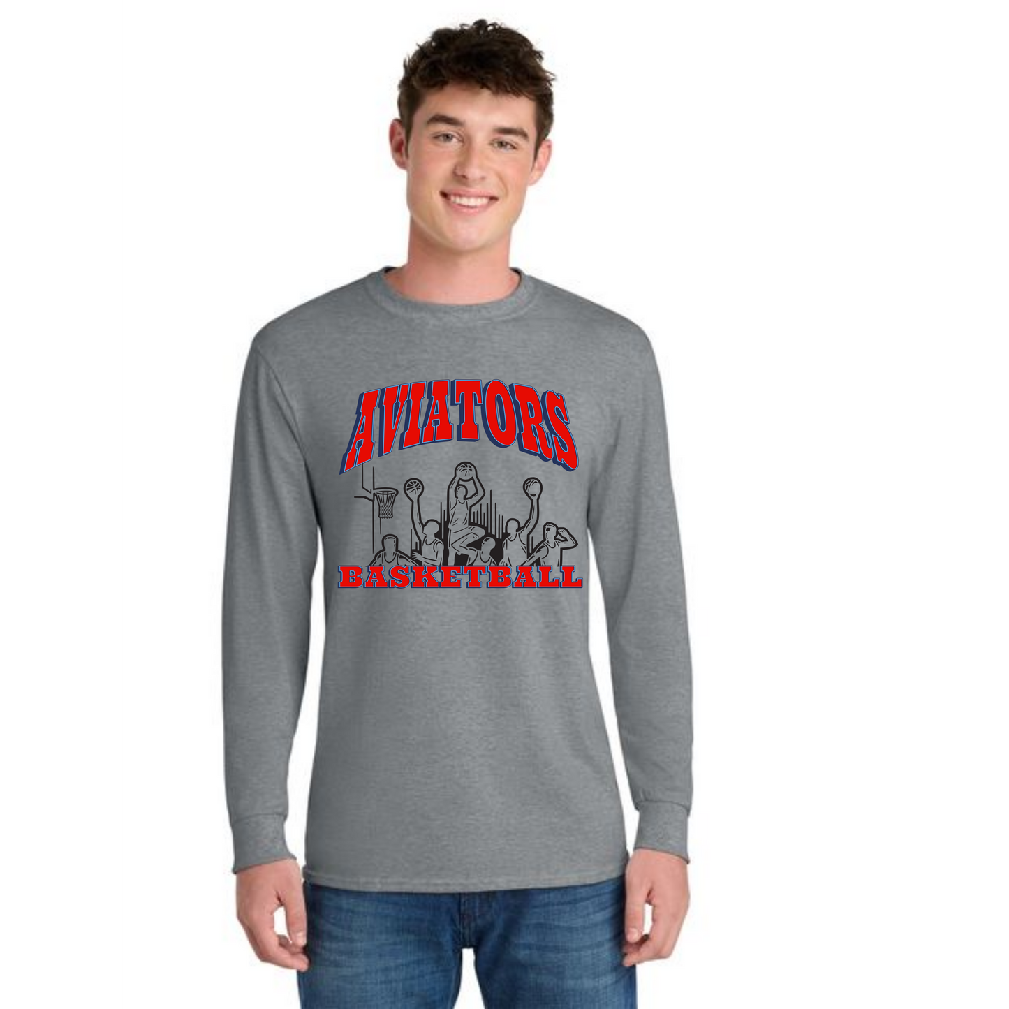 ALLIANCE AVIATORS Basketball PC55LS Port & Company® Long Sleeve Core Blend Tee 2