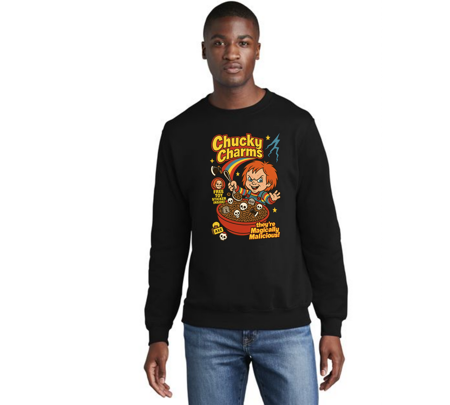 HALLOWEEN CHUCKY CHARMS Port & Company® Core Fleece Crewneck Sweatshirt HW-1
