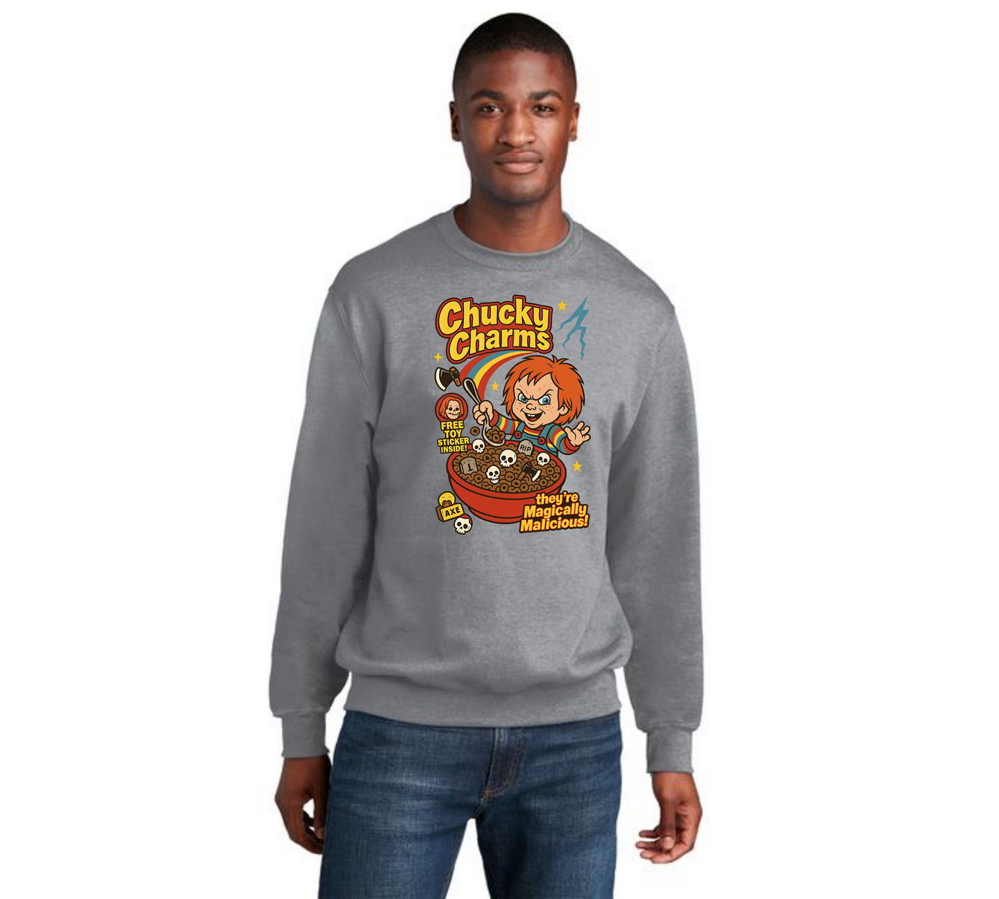 HALLOWEEN CHUCKY CHARMS Port & Company® Core Fleece Crewneck Sweatshirt HW-1