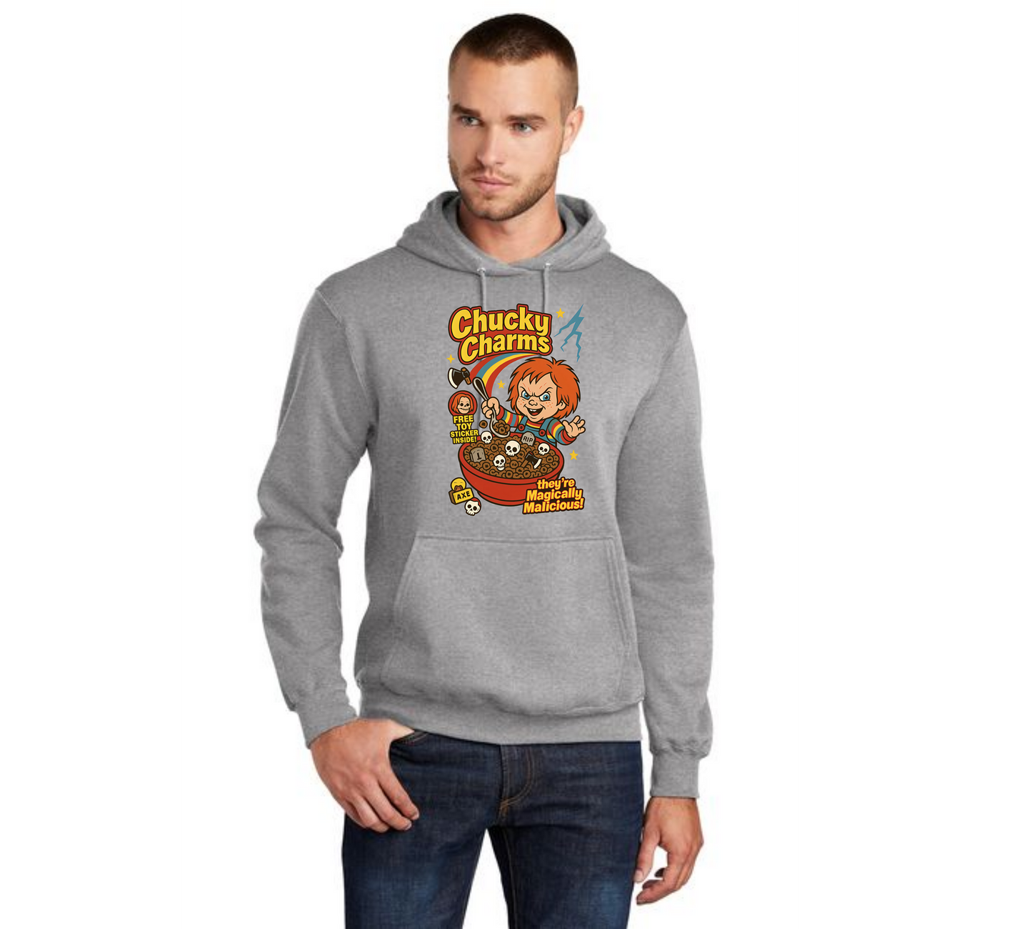HALLOWEEN CHUCKY CHARMS PC78H Port & Company® Core Fleece Pullover Hooded Sweatshirt HW-1