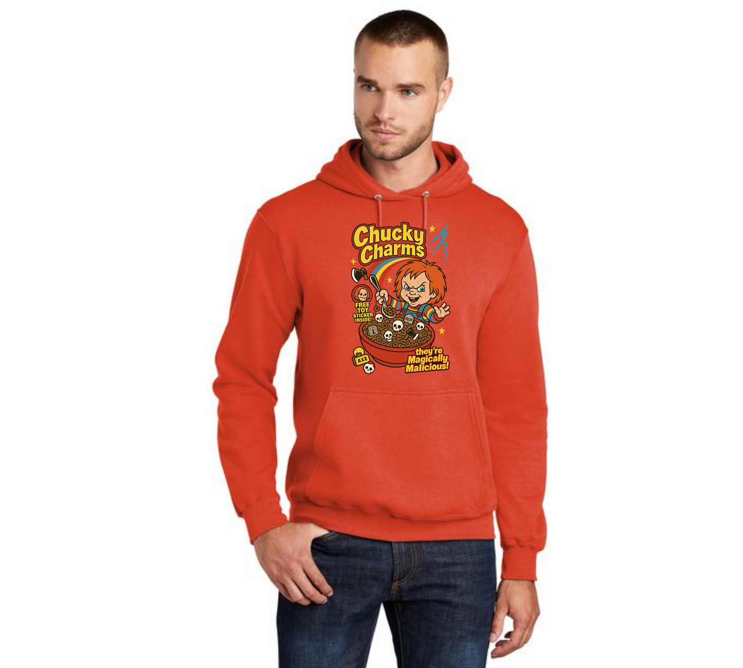 HALLOWEEN CHUCKY CHARMS PC78H Port & Company® Core Fleece Pullover Hooded Sweatshirt HW-1