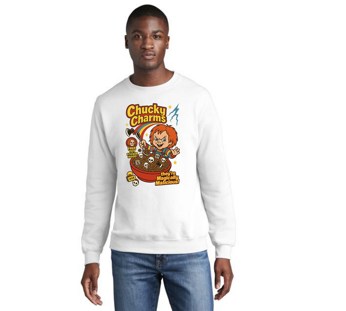 HALLOWEEN CHUCKY CHARMS Port & Company® Core Fleece Crewneck Sweatshirt HW-1