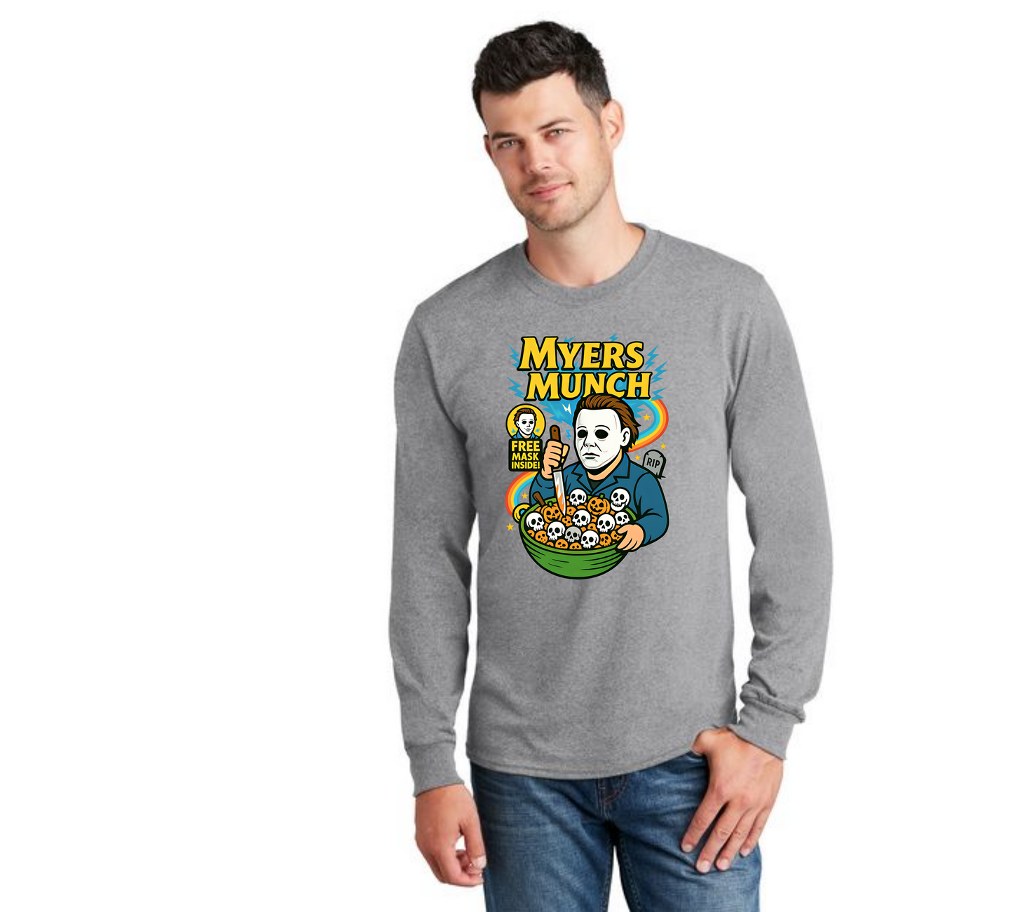 HALLOWEEN MYERS MUNCH PC55LS Port & Company® Long Sleeve Core Cotton Tee HW-3