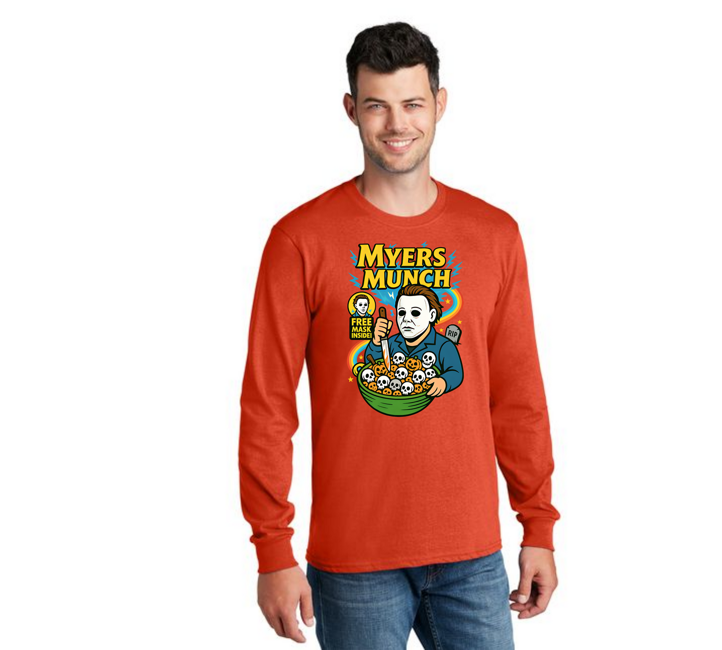 HALLOWEEN MYERS MUNCH PC55LS Port & Company® Long Sleeve Core Cotton Tee HW-3