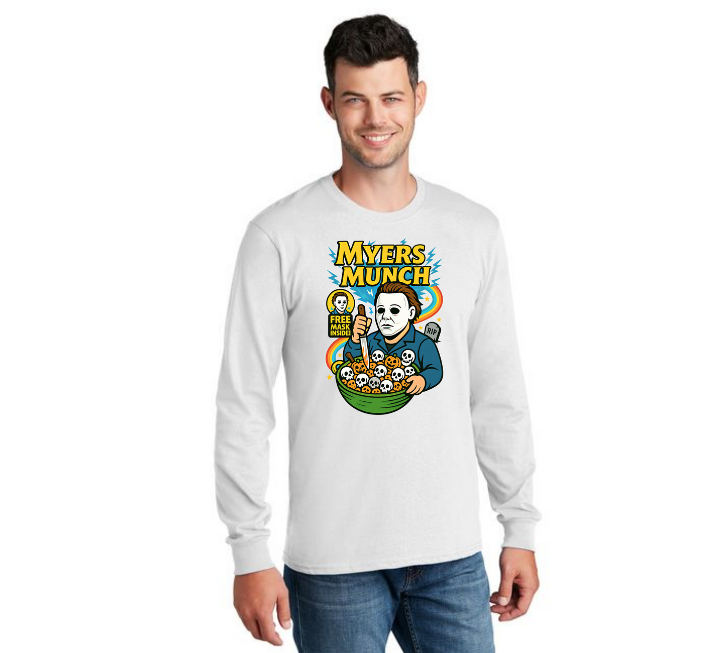 HALLOWEEN MYERS MUNCH PC55LS Port & Company® Long Sleeve Core Cotton Tee HW-3
