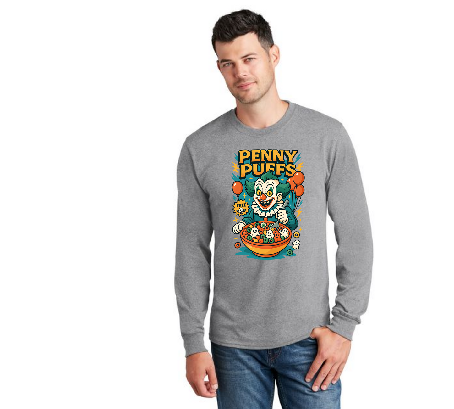 HALLOWEEN PENNY PUFFS PC55LS Port & Company® Long Sleeve Core Cotton Tee HW-4