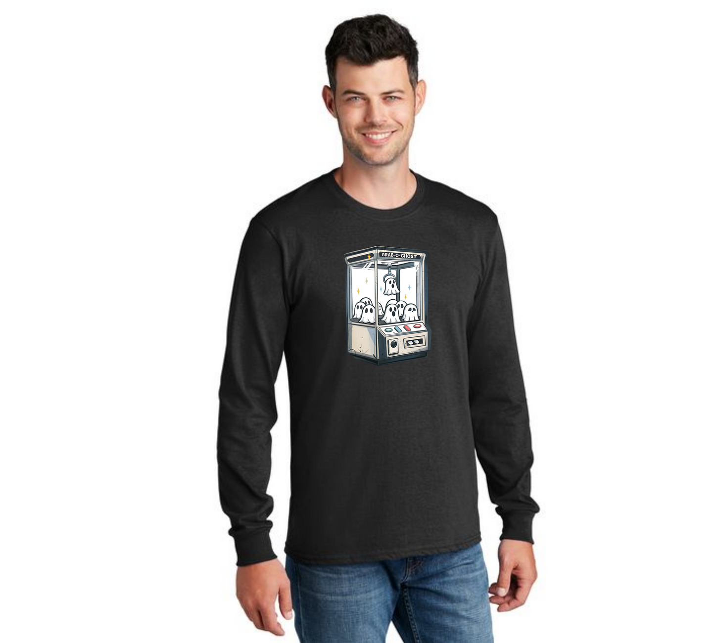 HALLOWEEN GRAB A GHOST PC55LS Port & Company® Long Sleeve Core Cotton Tee HW-16