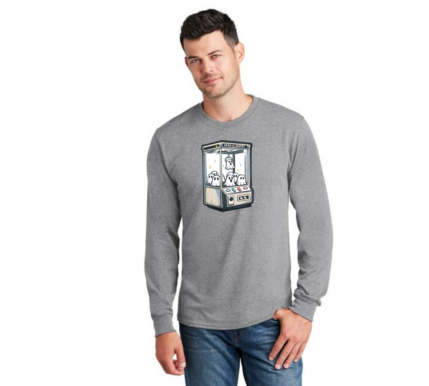 HALLOWEEN GRAB A GHOST PC55LS Port & Company® Long Sleeve Core Cotton Tee HW-16