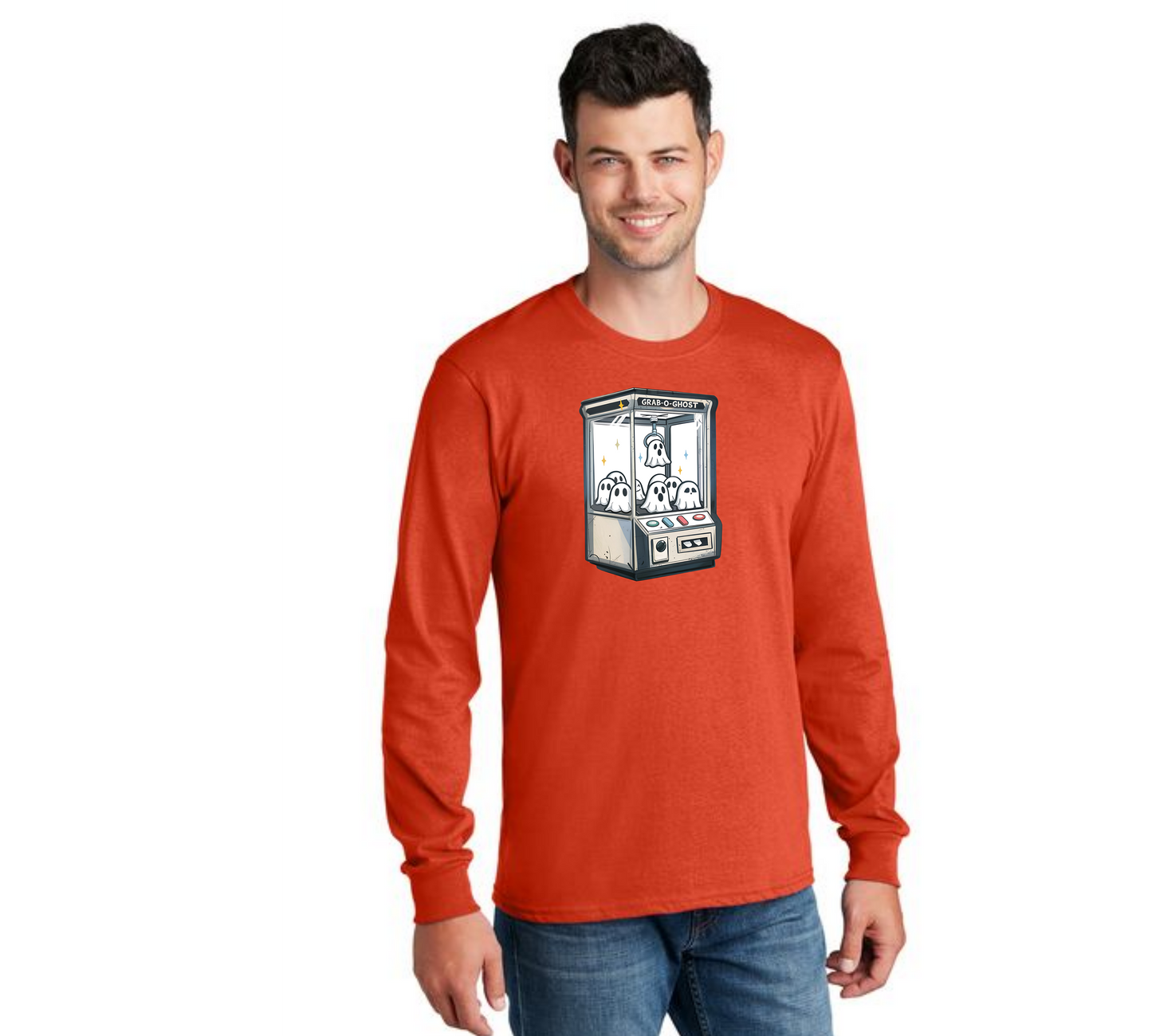 HALLOWEEN GRAB A GHOST PC55LS Port & Company® Long Sleeve Core Cotton Tee HW-16