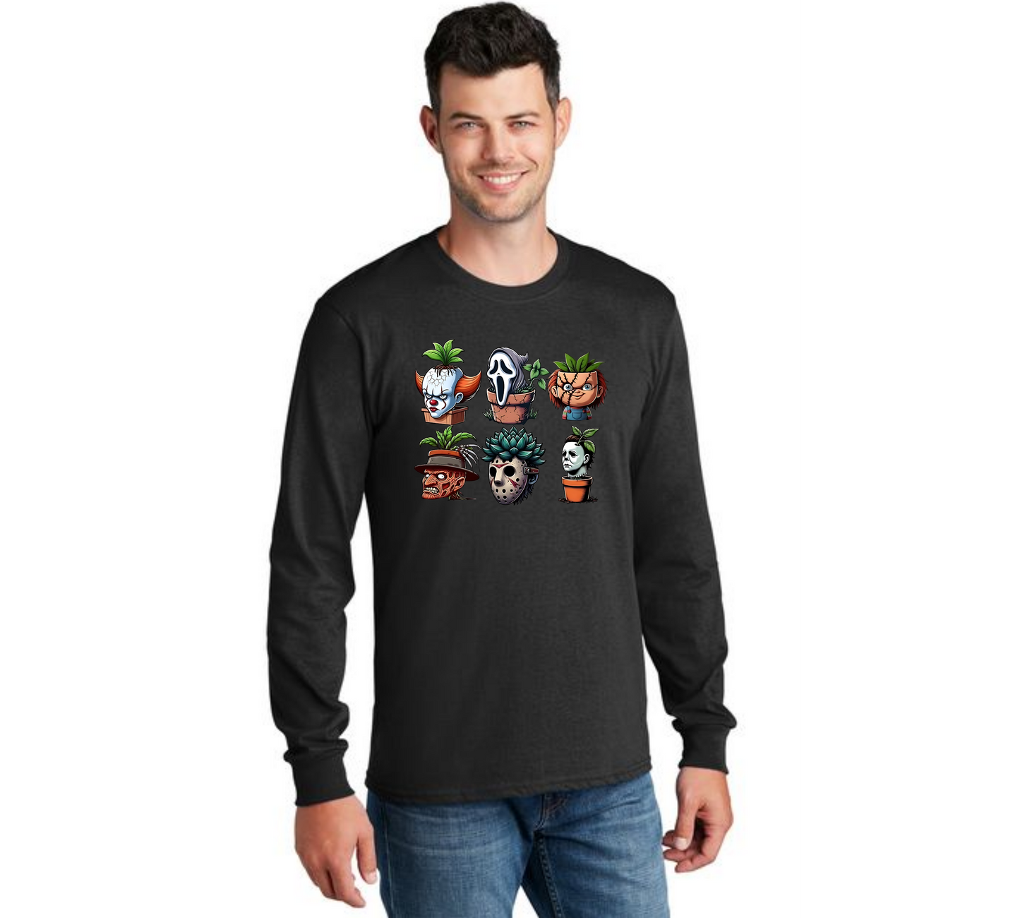 HALLOWEEN SCARY PLANTERS PC55LS Port & Company® Long Sleeve Core Cotton Tee HW-18