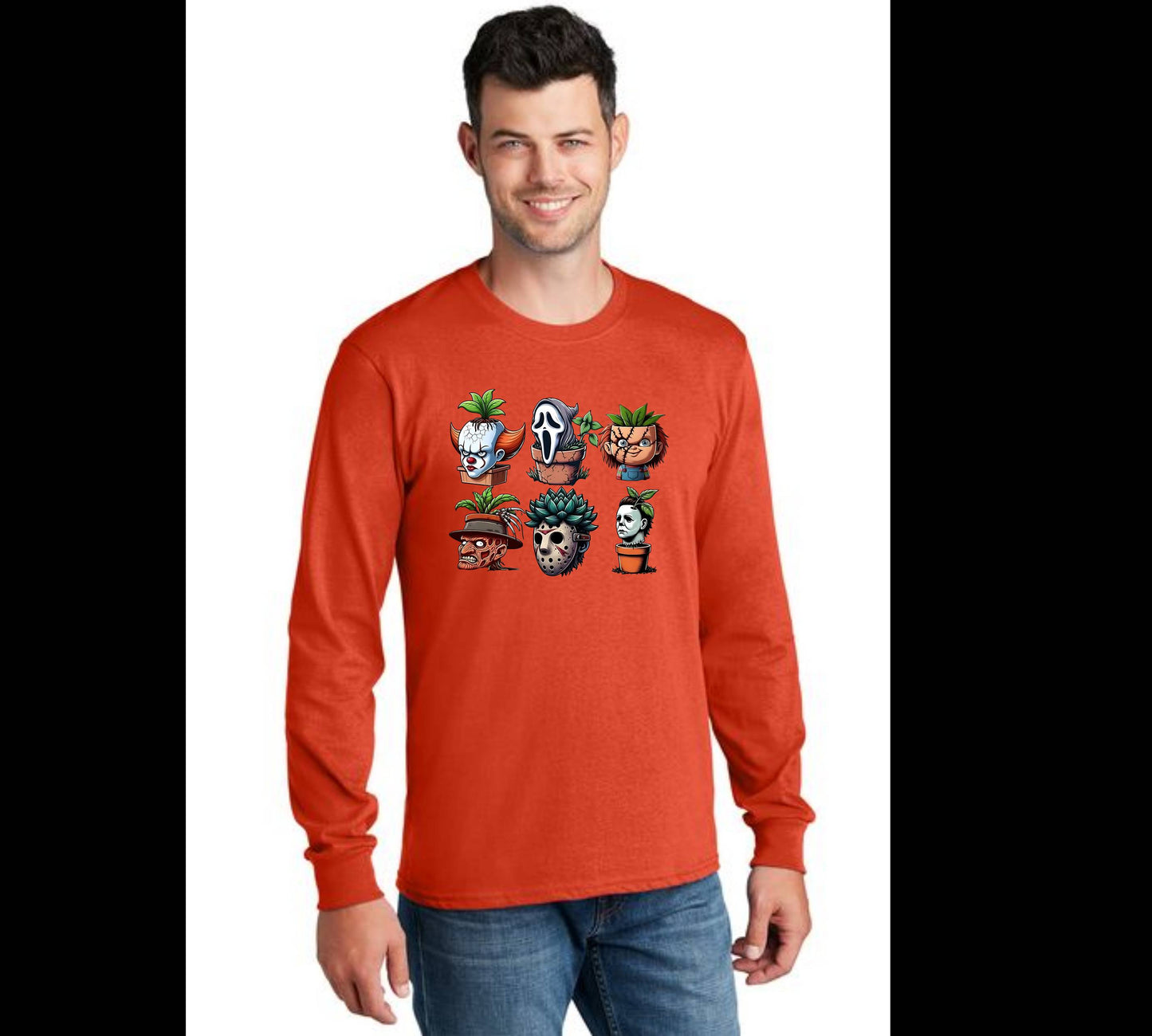 HALLOWEEN SCARY PLANTERS PC55LS Port & Company® Long Sleeve Core Cotton Tee HW-18