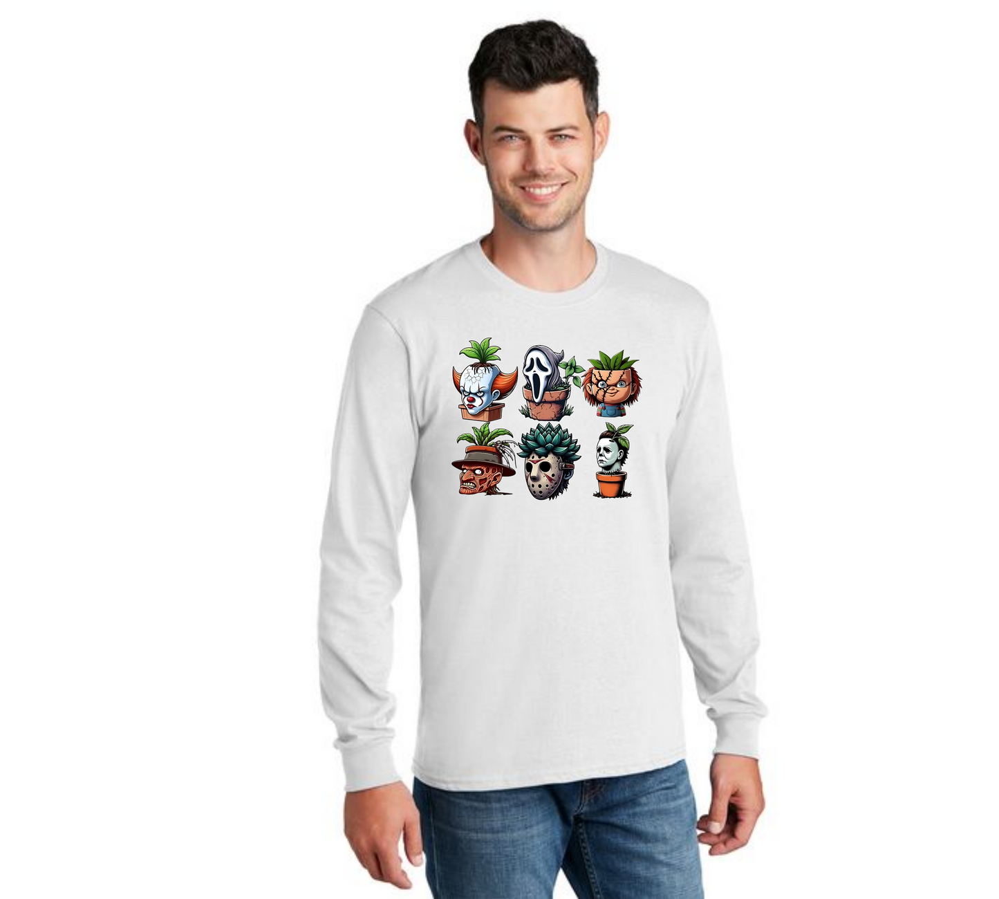 HALLOWEEN SCARY PLANTERS PC55LS Port & Company® Long Sleeve Core Cotton Tee HW-18