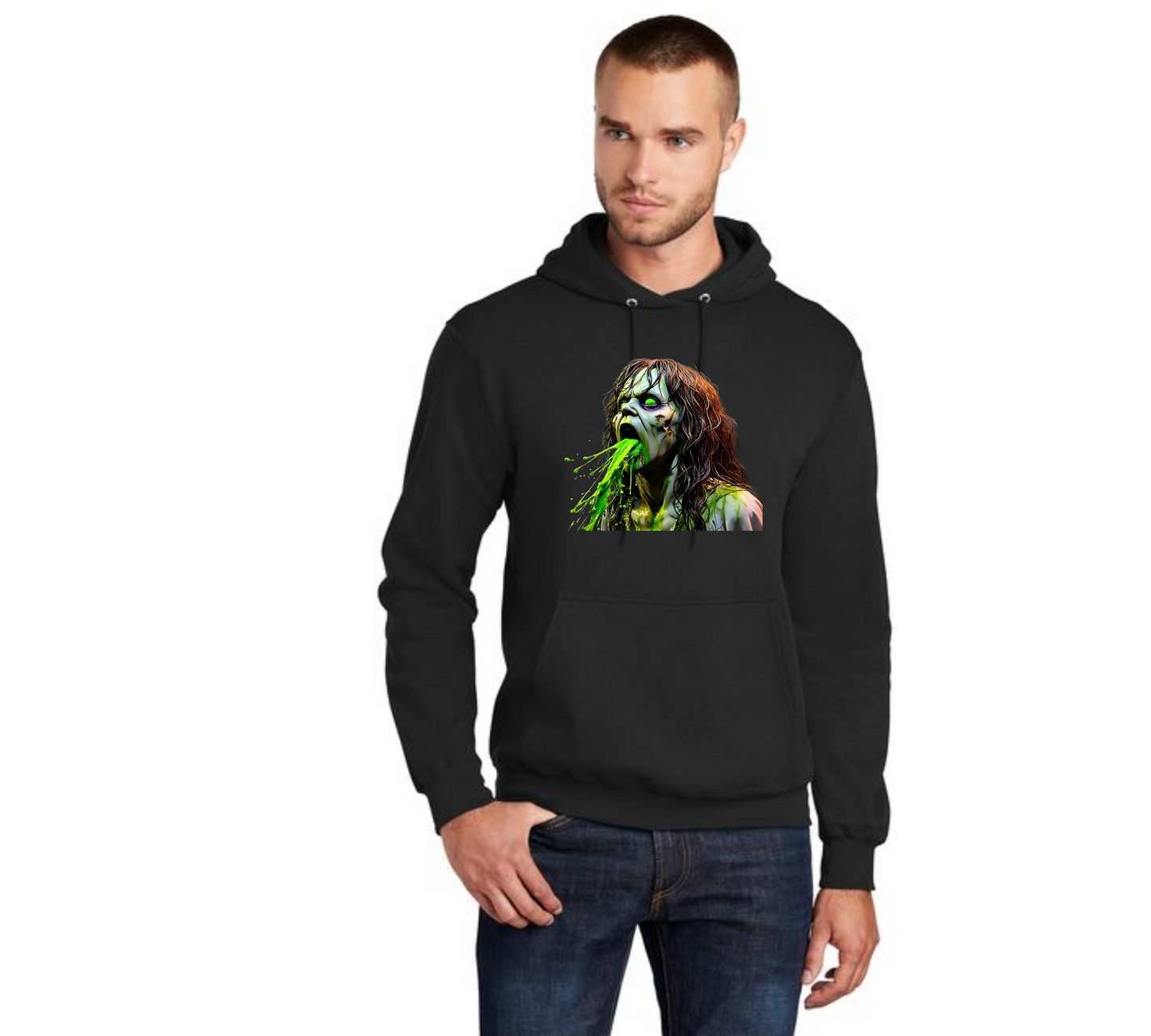 HALLOWEEN BEETLEJUICE PC78H Port & Company® Core Fleece Pullover Hooded Sweatshirt HW-20