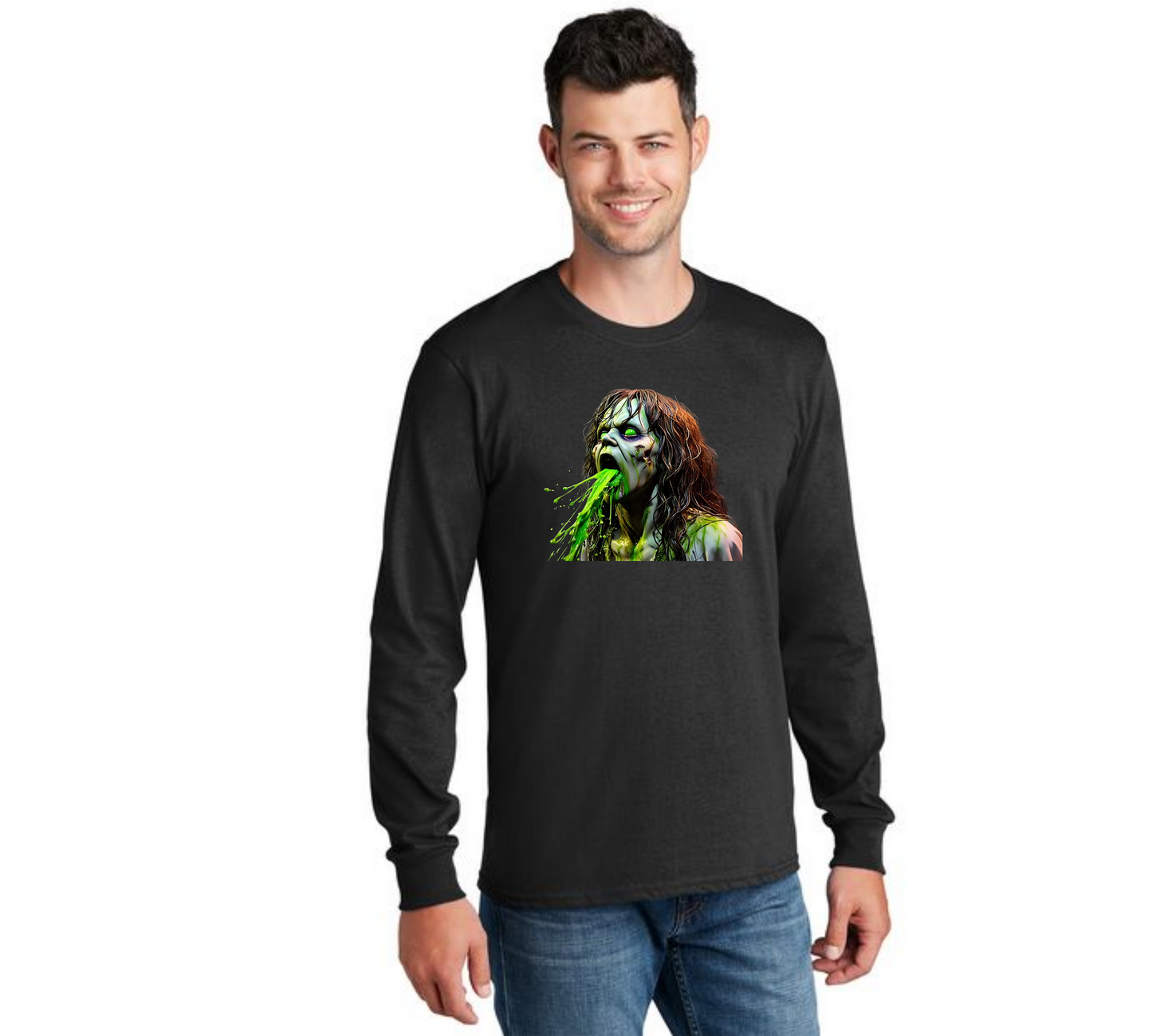 HALLOWEEN BEETLEJUICE PC55LS Port & Company® Long Sleeve Core Cotton Tee HW-20