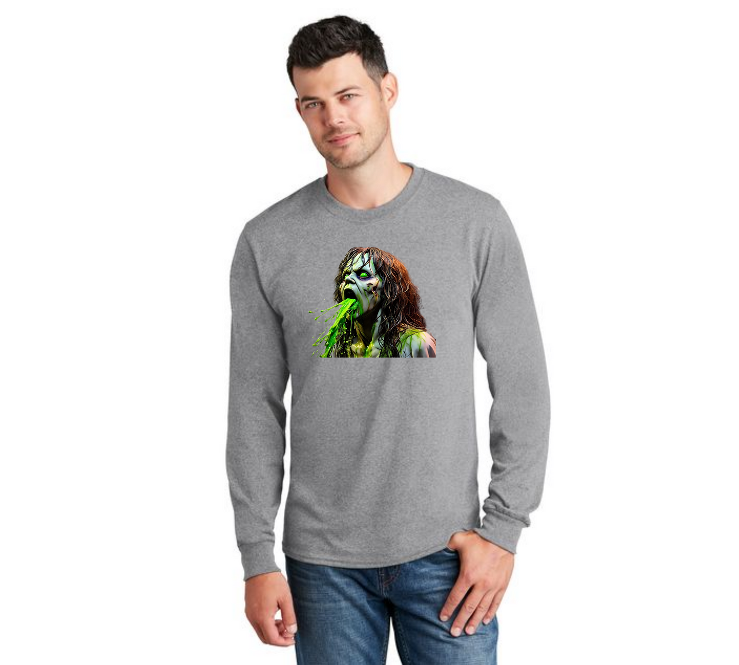 HALLOWEEN BEETLEJUICE PC55LS Port & Company® Long Sleeve Core Cotton Tee HW-20