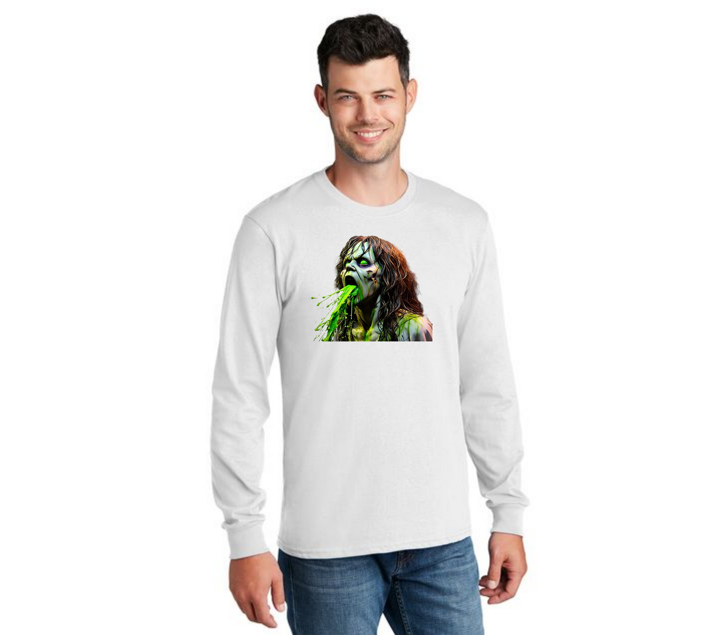 HALLOWEEN BEETLEJUICE PC55LS Port & Company® Long Sleeve Core Cotton Tee HW-20