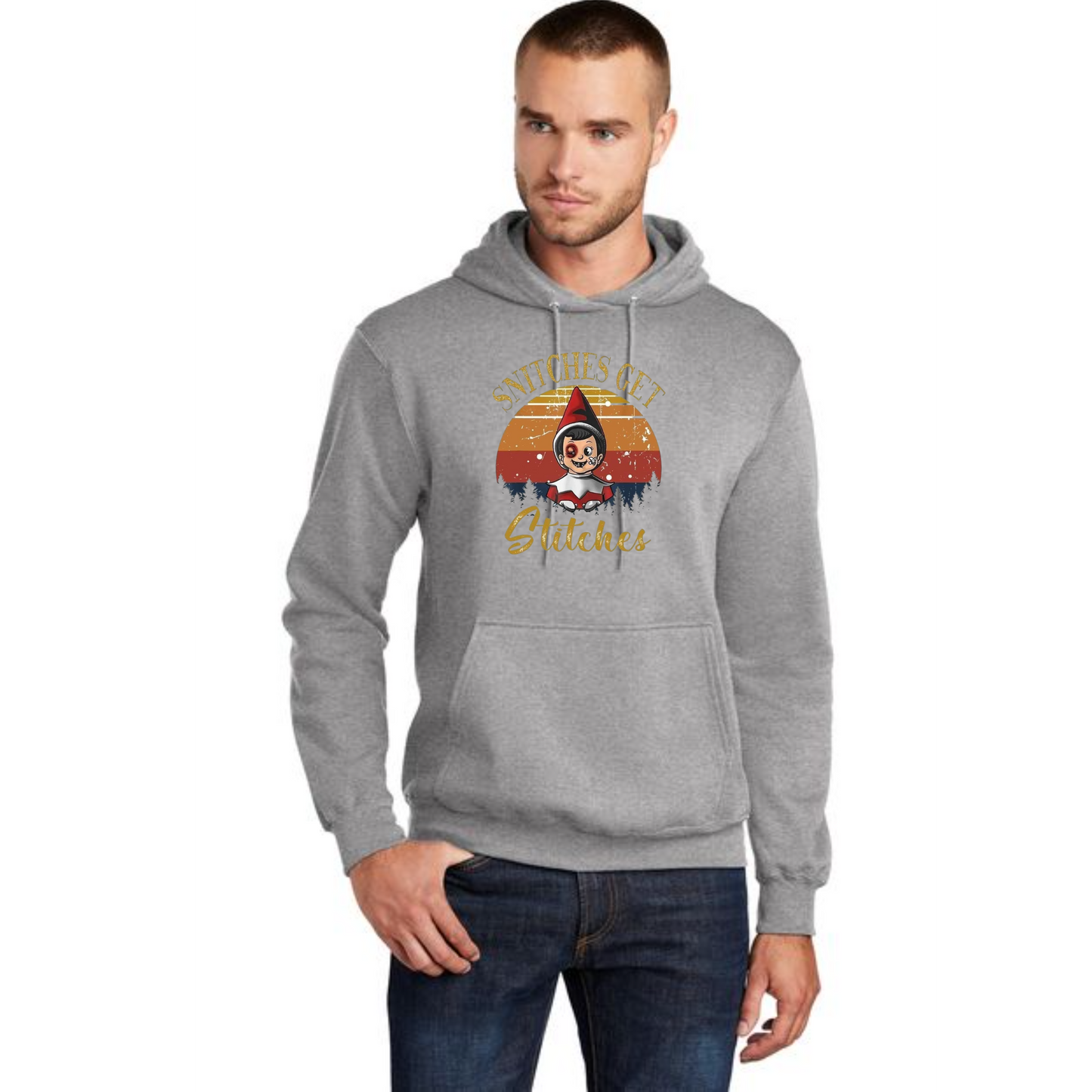 CHRISTMAS STITCHES Port & Company® Core Fleece Pullover Hooded Sweatshirt 24
