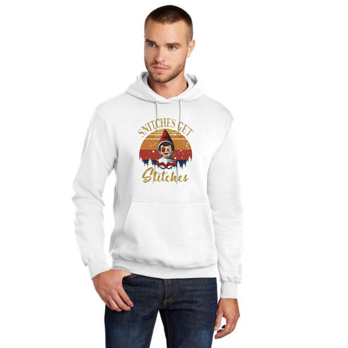 CHRISTMAS STITCHES Port & Company® Core Fleece Pullover Hooded Sweatshirt 24