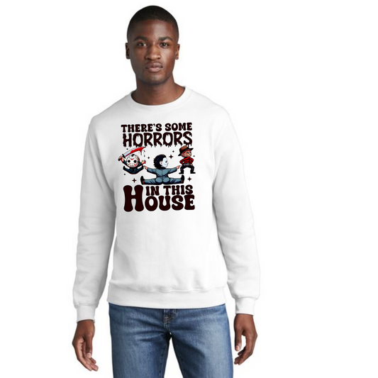 HALLOWEEN HORRORS IN THE HOUSE Port & Company® Core Fleece Crewneck Sweatshirt HW-23