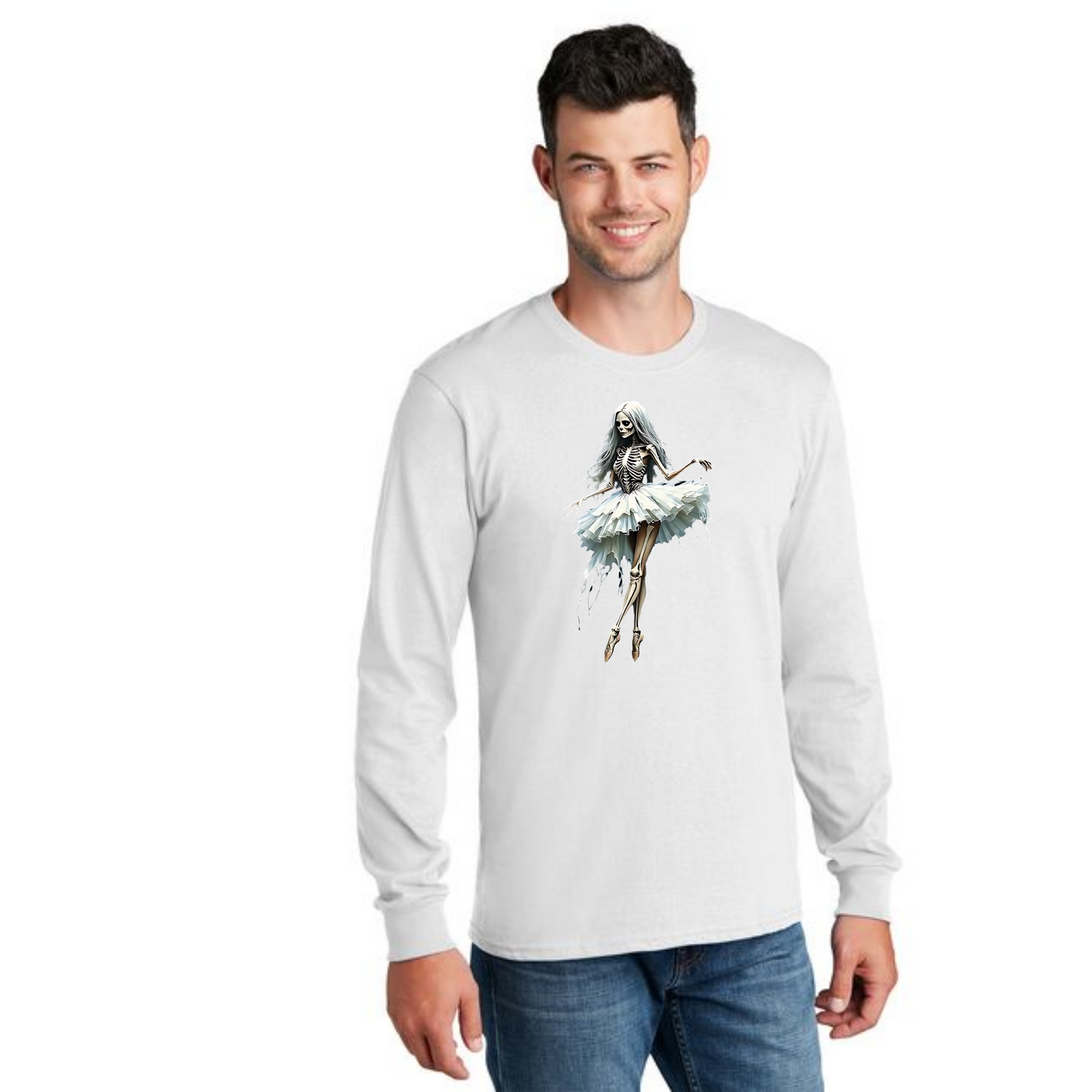 HALLOWEEN SCARY BALLERINA PC55LS Port & Company® Long Sleeve Core Cotton Tee HW-24