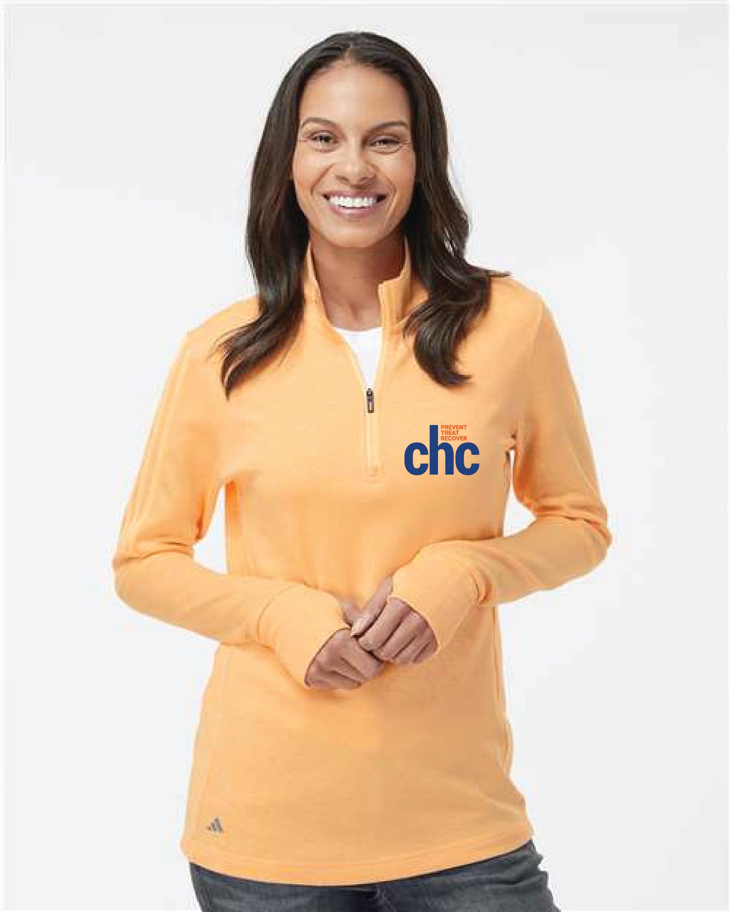 Adidas Women's 3-Stripes Quarter-Zip Sweater Pullover - A555 EMB CHC-31