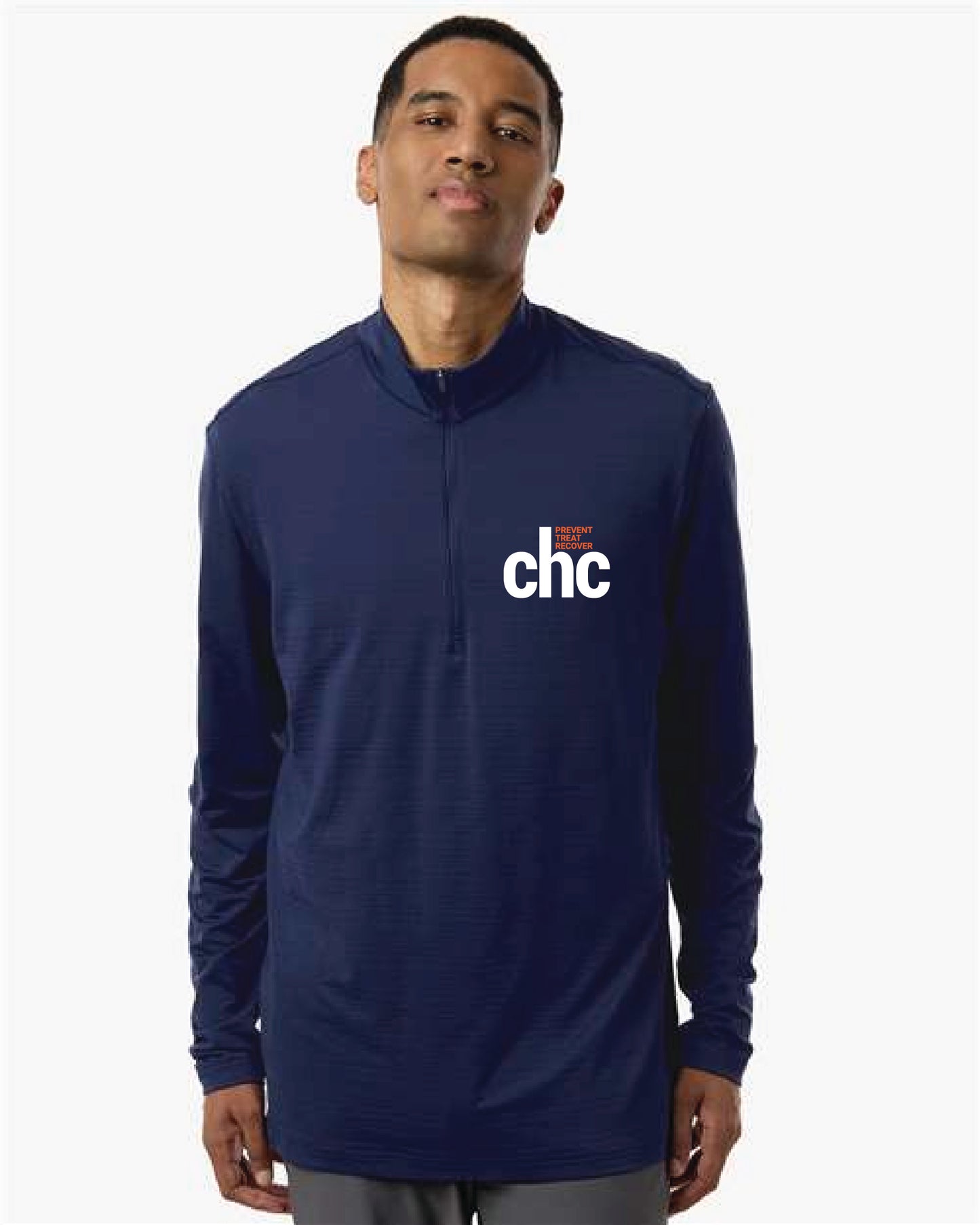 Men's Textured Stripe Quarter-Zip Pullover - A708 EMB CHC-30