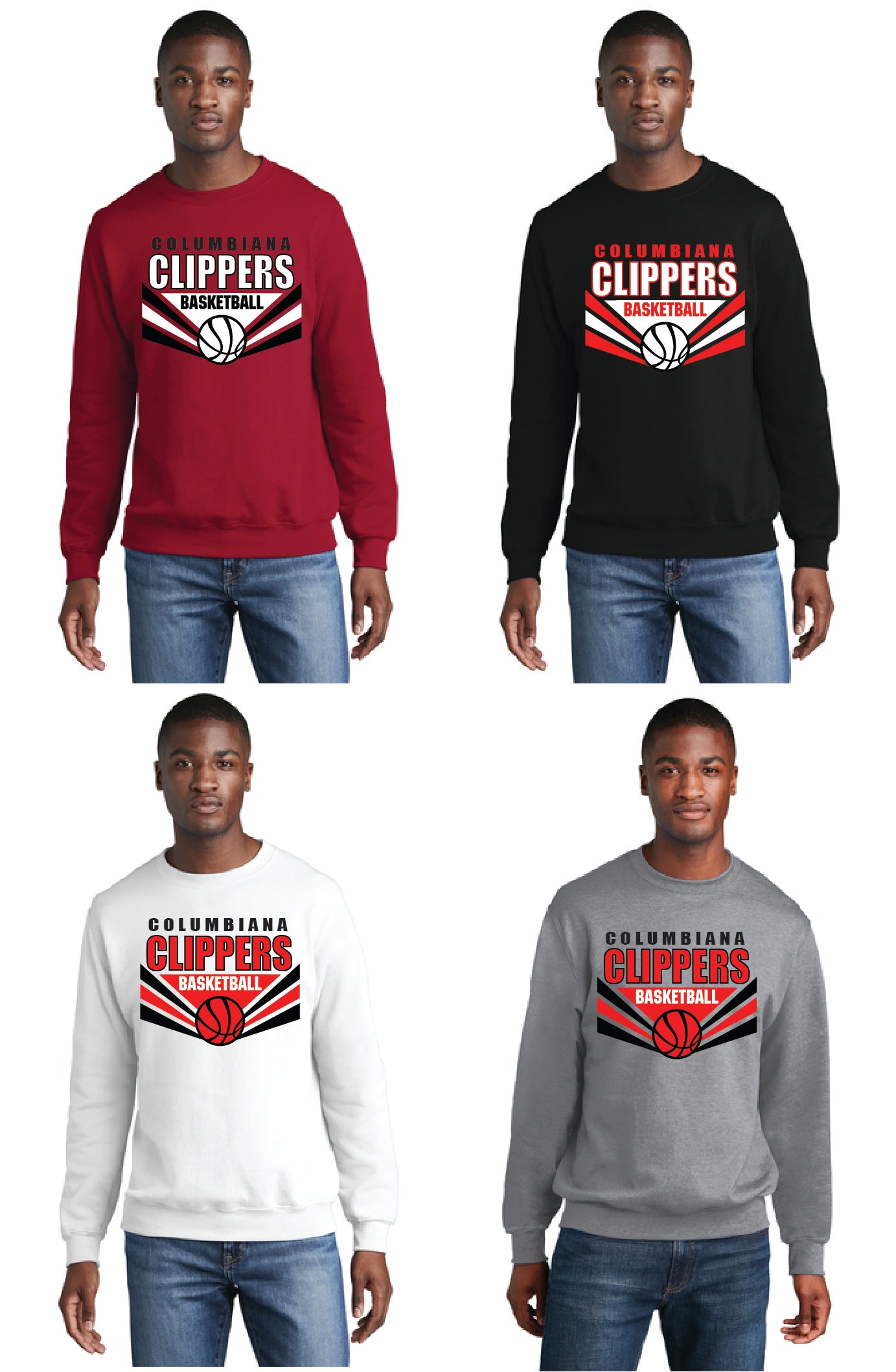 Columbiana Clippers Basketball PC78 Port & Company® Core Fleece Crewneck Sweatshirt 1