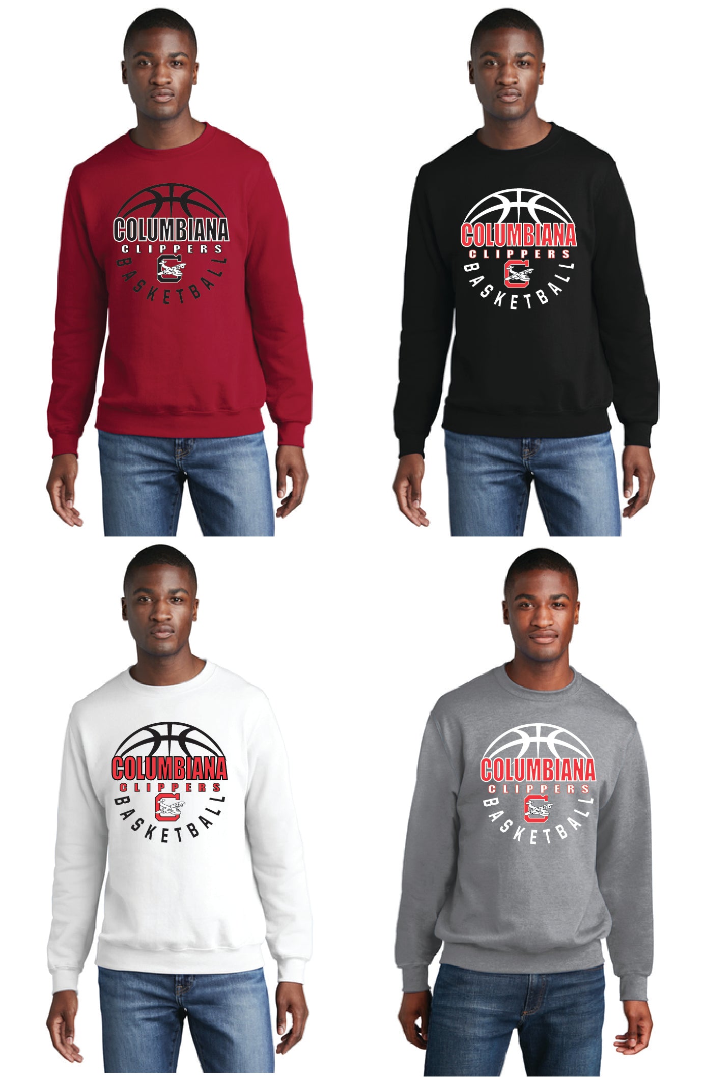 Columbiana Clippers Basketball PC78 Port & Company® Core Fleece Crewneck Sweatshirt 3