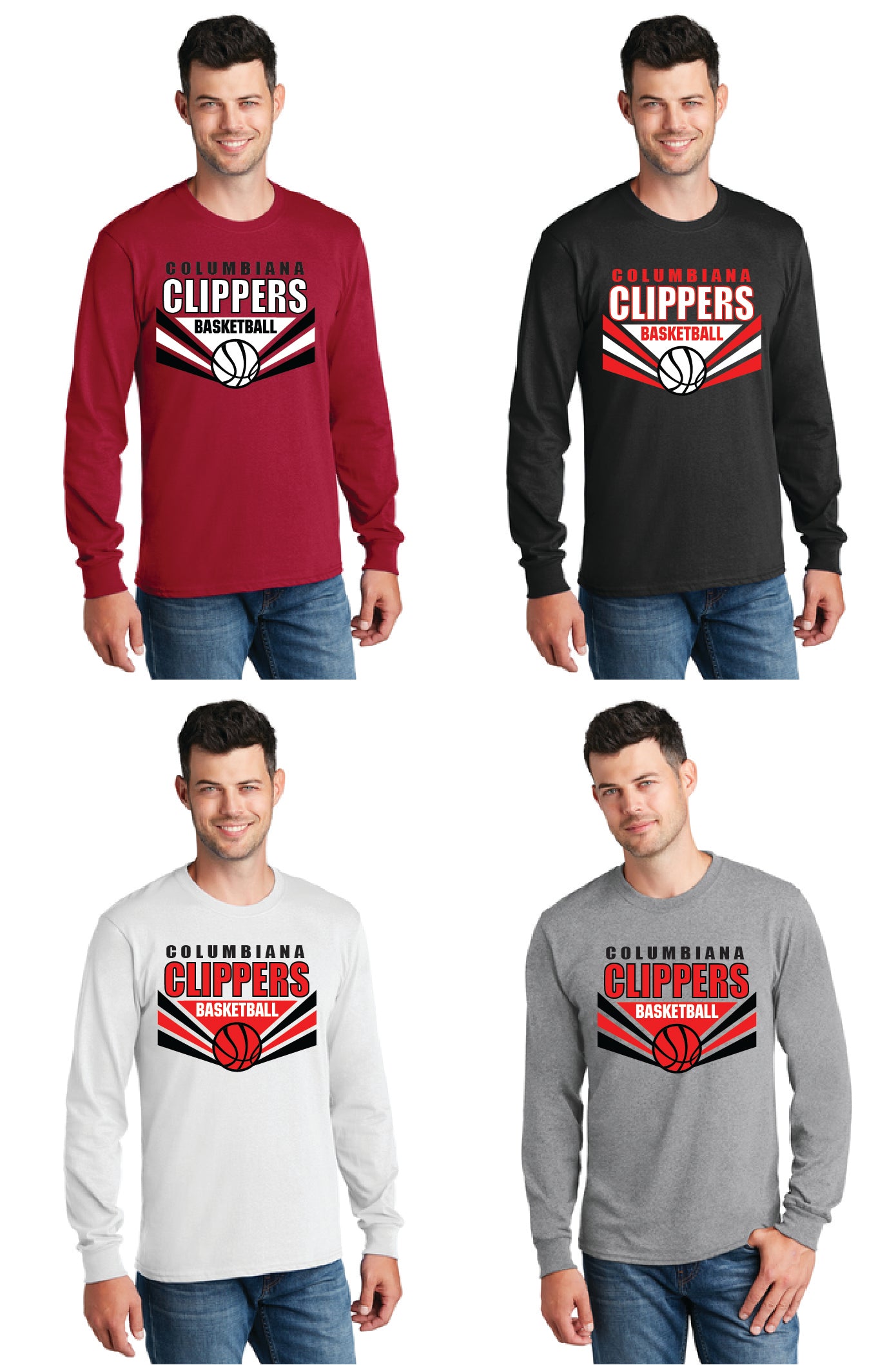 Columbiana Clippers Basketball PC55LS Port & Company® Long Sleeve Core Blend Tee 1