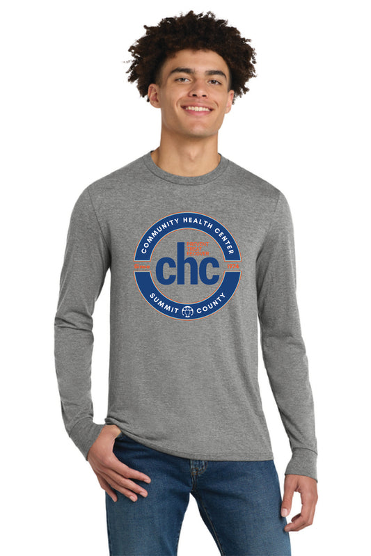 DM132 District® Perfect Tri® Long Sleeve Tee CIRCLE CHC-49